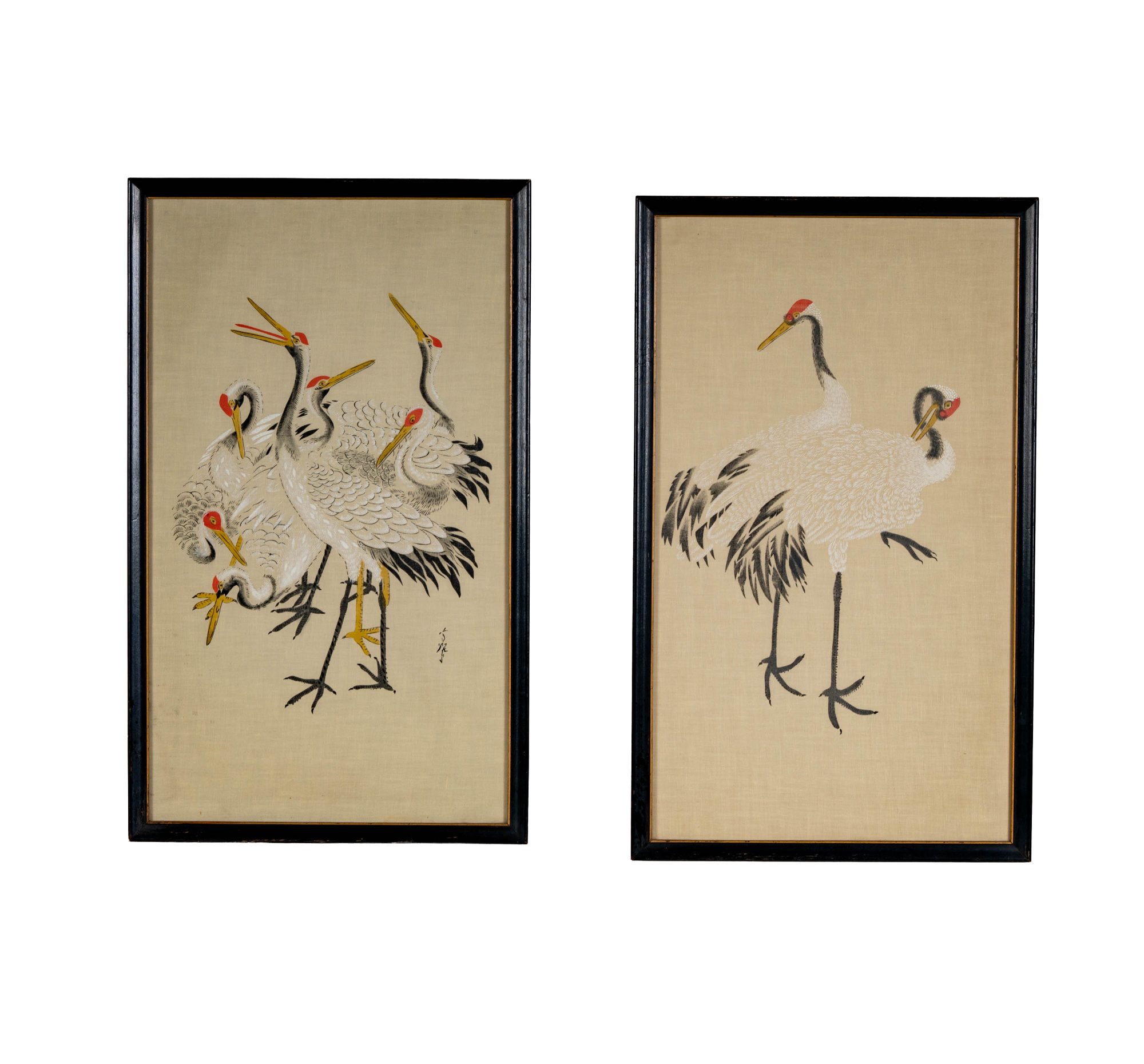 Pair of Chinese Silk Prints of Birds