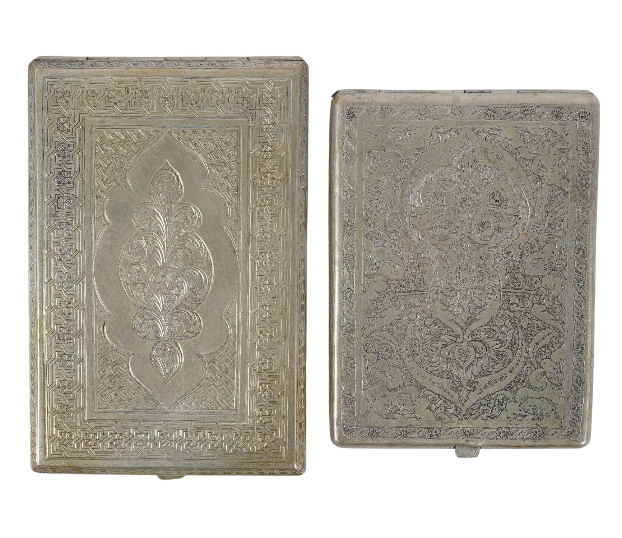 Two Persian Silver Cigarette Cases