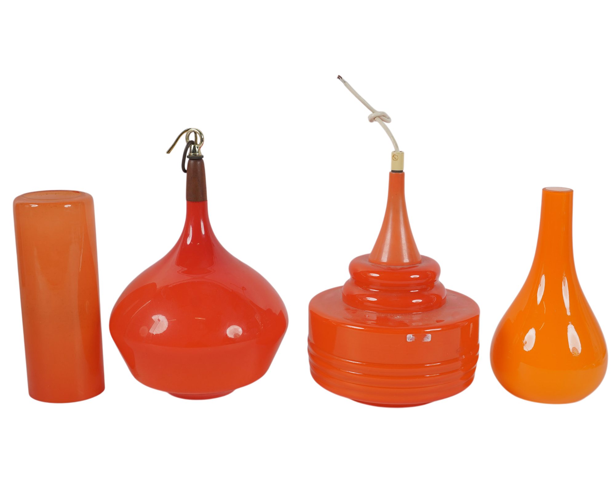 Four Orange Holmegaard Pendant Shades