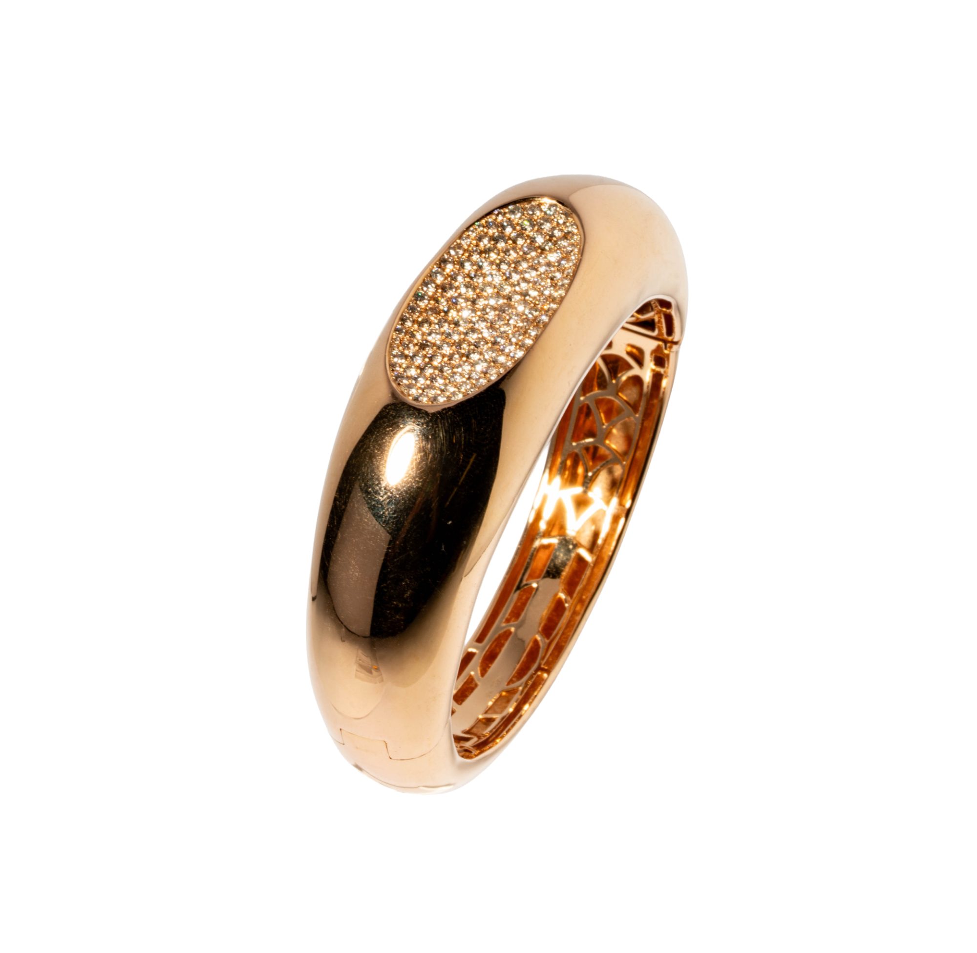 18 Karat Rose Gold Diamond Bangle