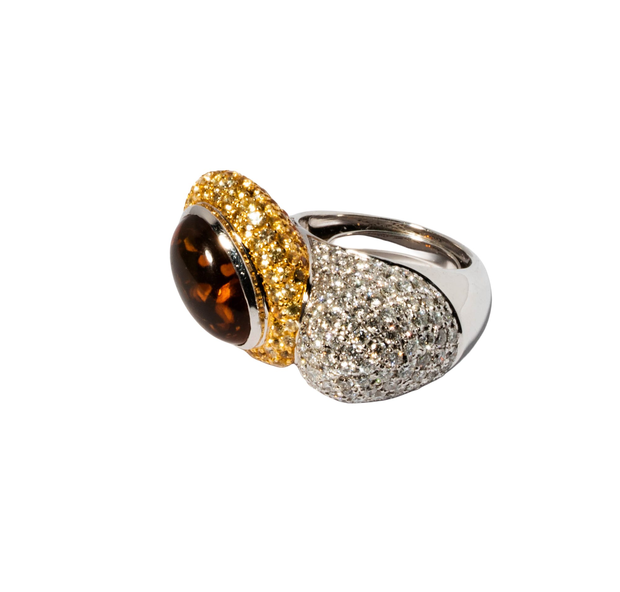 18 Karat Gold, Diamond, and Citrine Ring