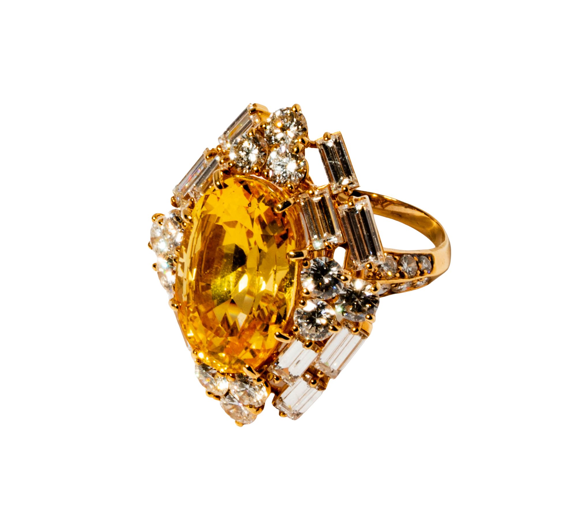 18 Karat Yellow Gold Diamond Sapphire Ring