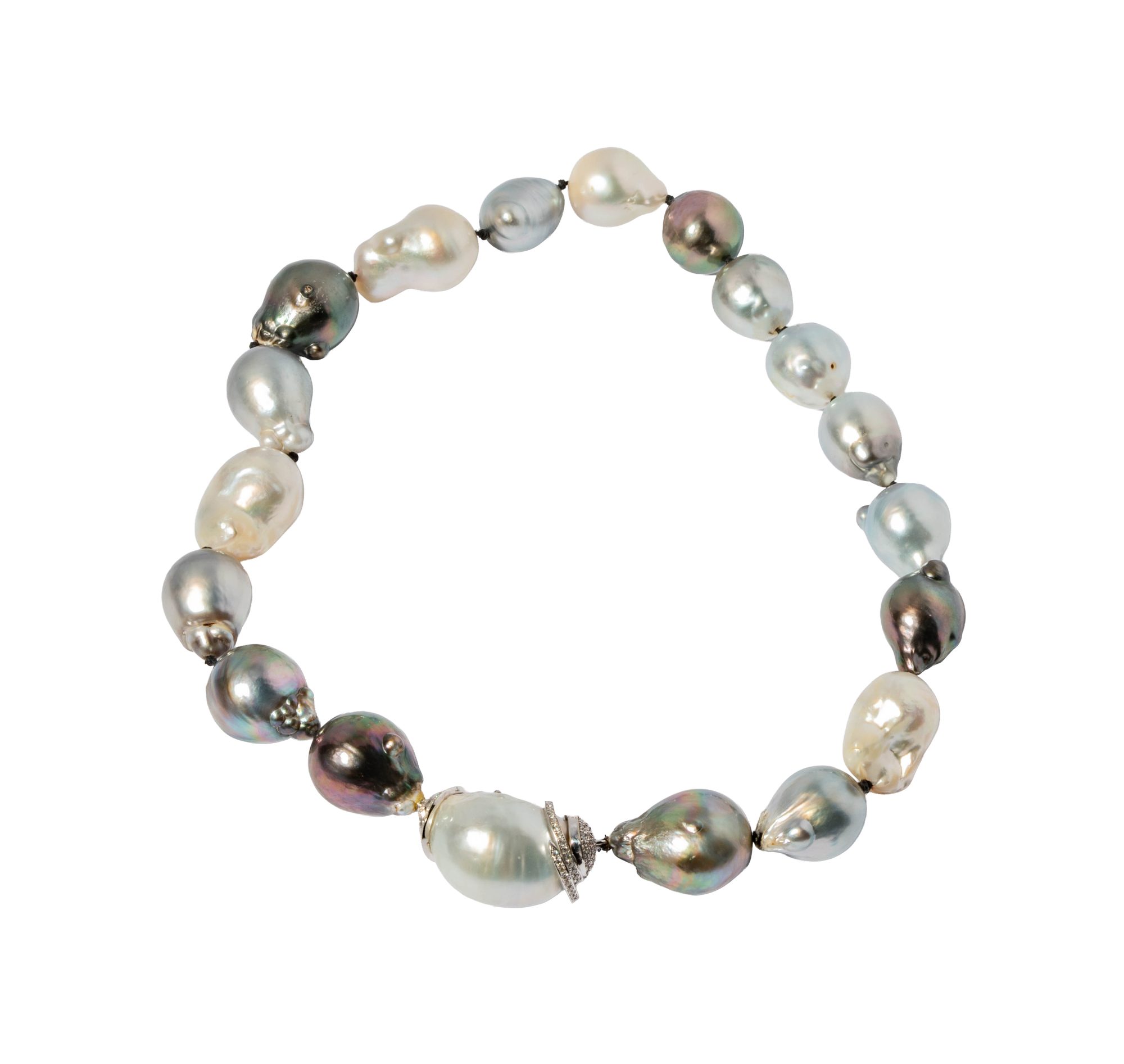 Diamond, Tahitian, South Sea Cultured Pearl Necklace
