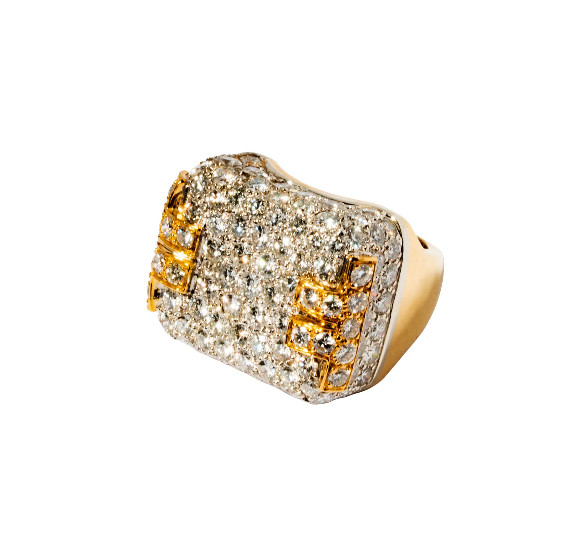 18 Karat Yellow and 14 Karat White Gold Diamond Ring