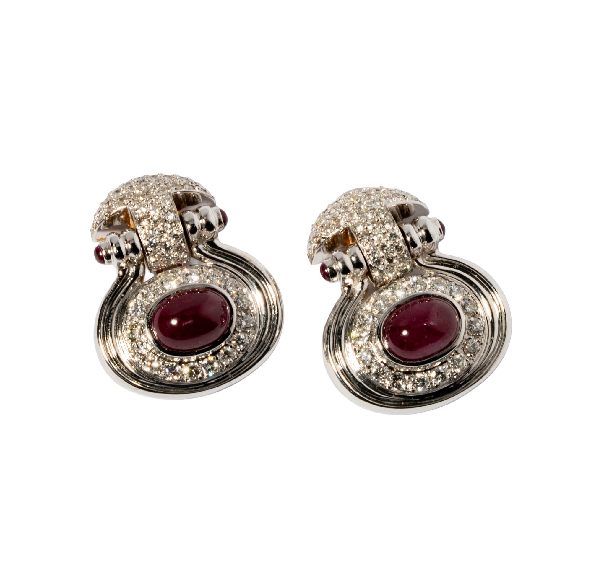 18 Karat White Gold Ruby and Diamond Earrings