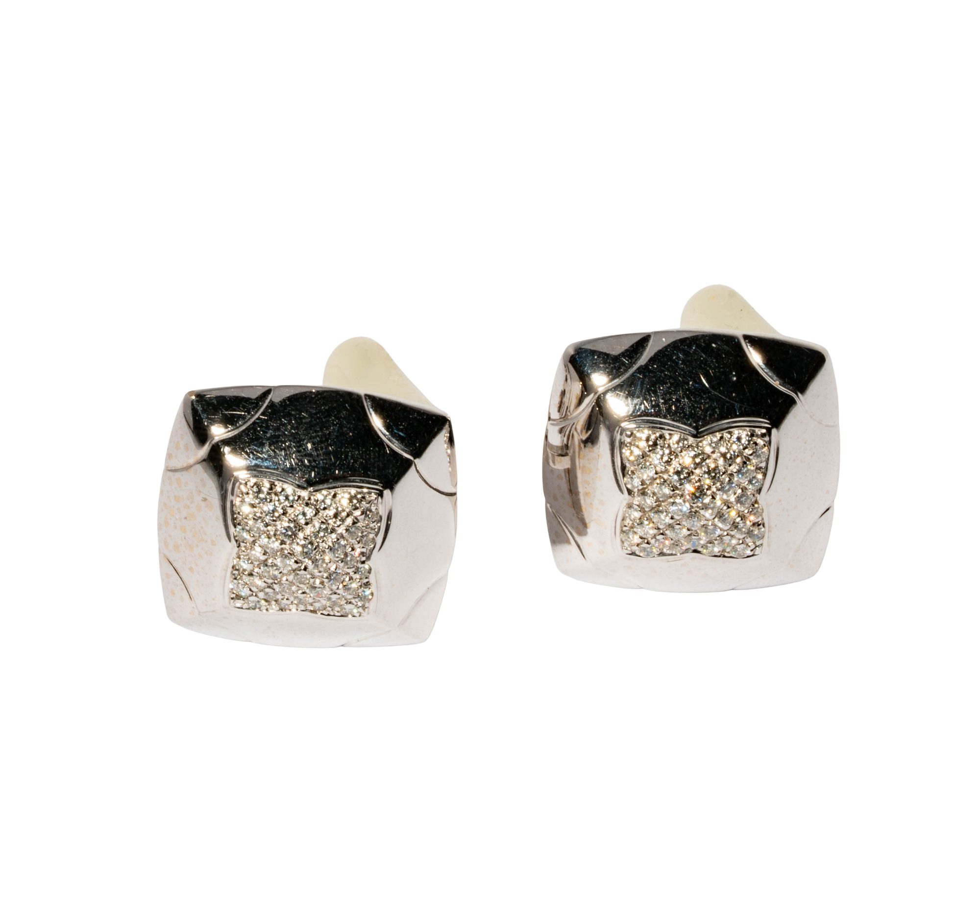 18 Karat White Gold Diamond 'Pyramid' Earrings