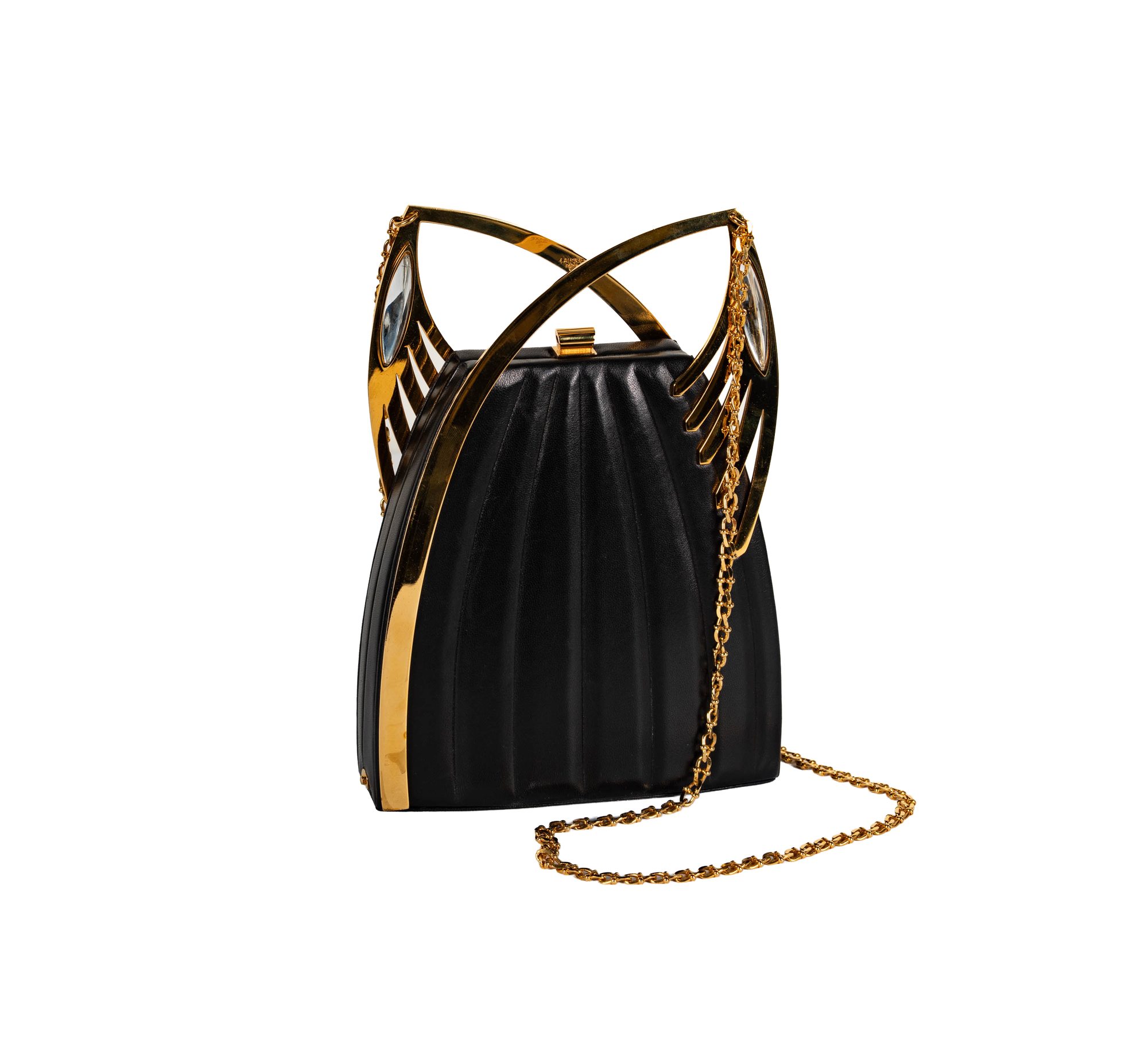 Lalique Black Leather Shoulder Bag