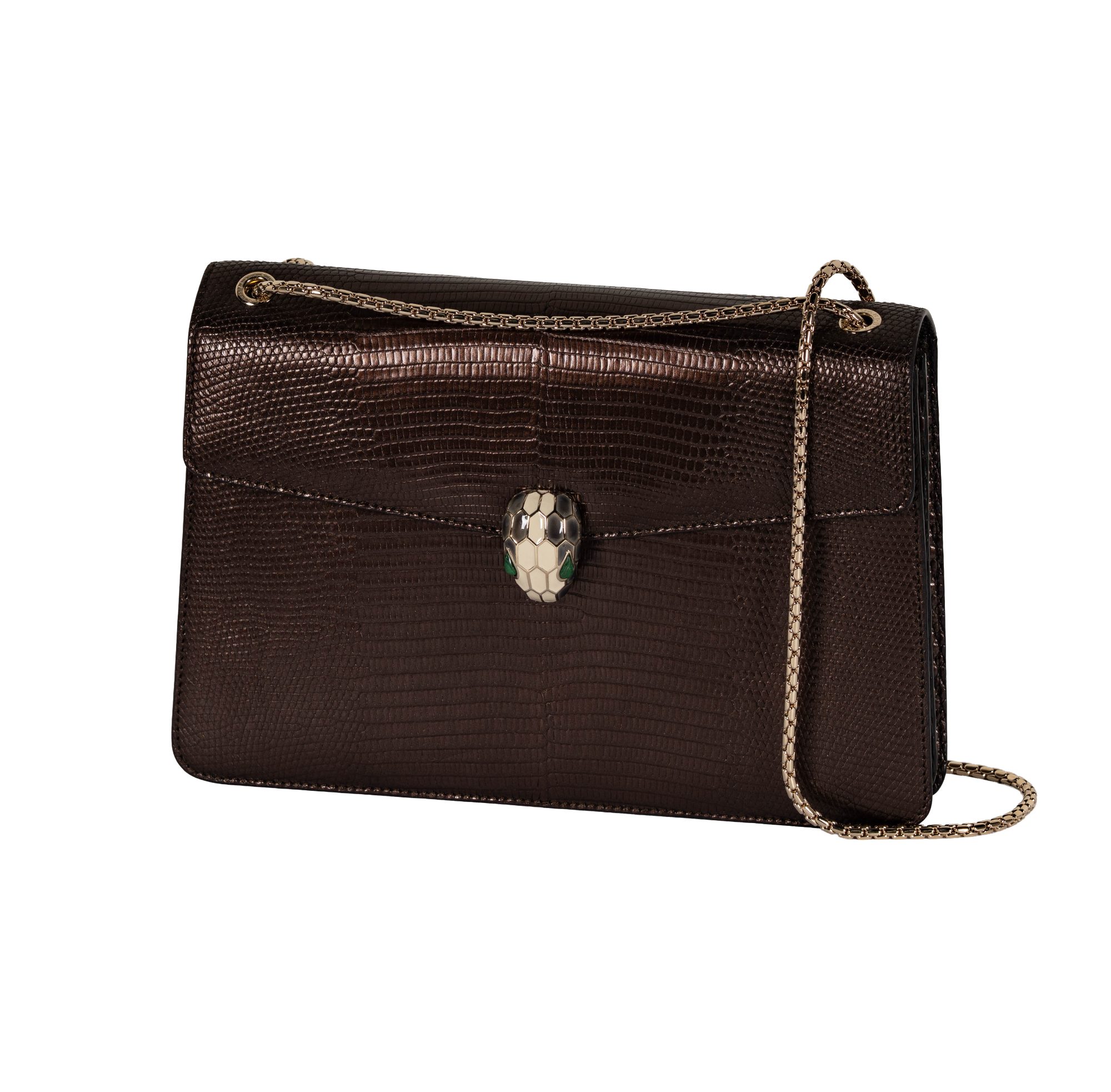 Bulgari 'Serpenti Forever' Brown Embossed Leather Bag