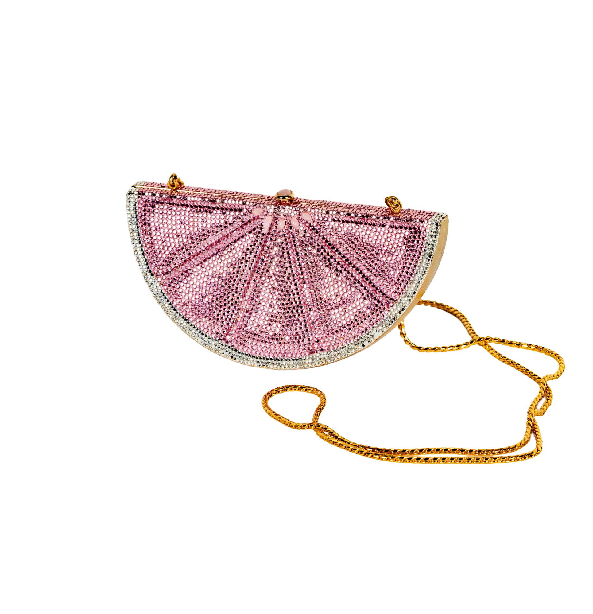Judith Leiber Pink Lemon Slice Minaudière Clutch