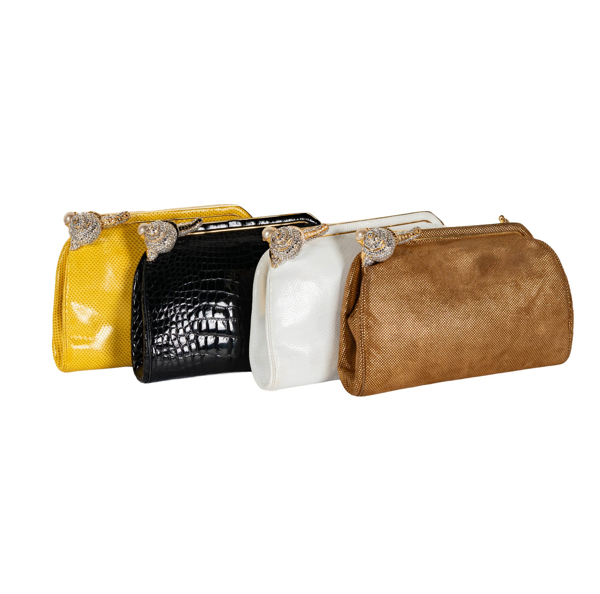 Four Judith Leiber Leather Snail Clutches