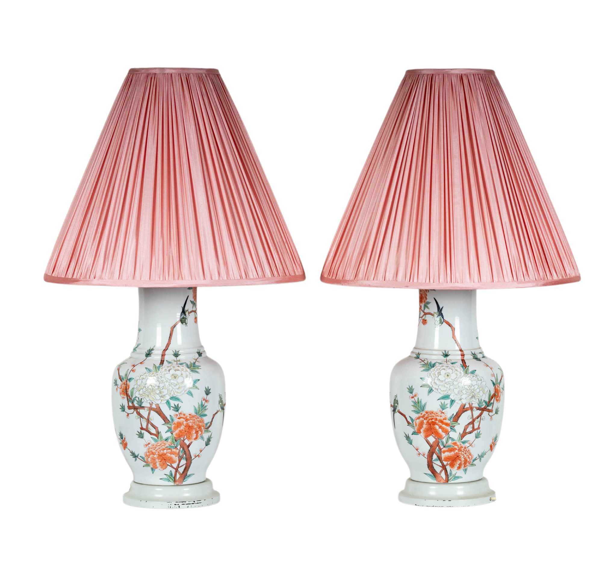 A Pair of Chinese Porcelain Urn Table Lamps