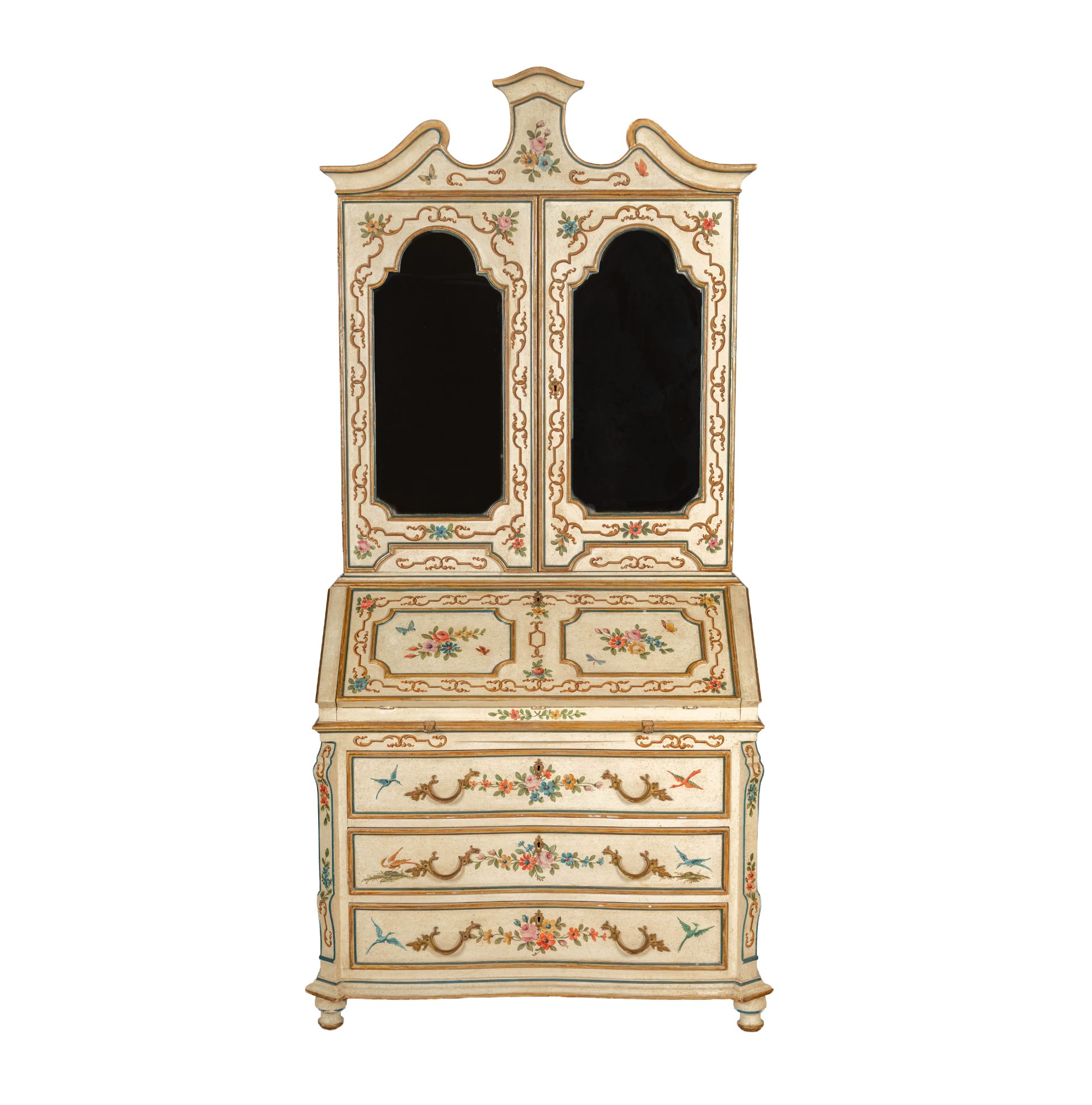 An Italian Painted Secretary Bookcase