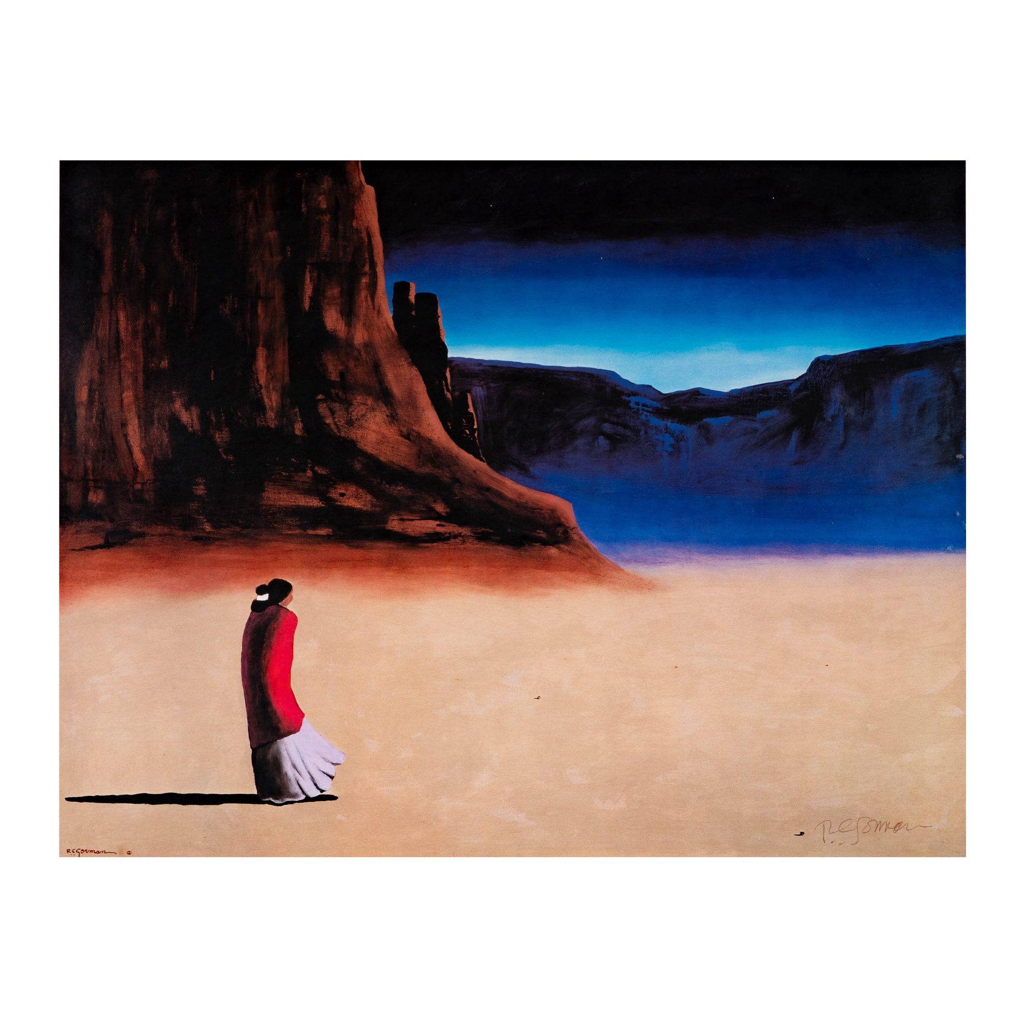 RC Gorman (American, 1931-2005): Canyon de Chelly Night