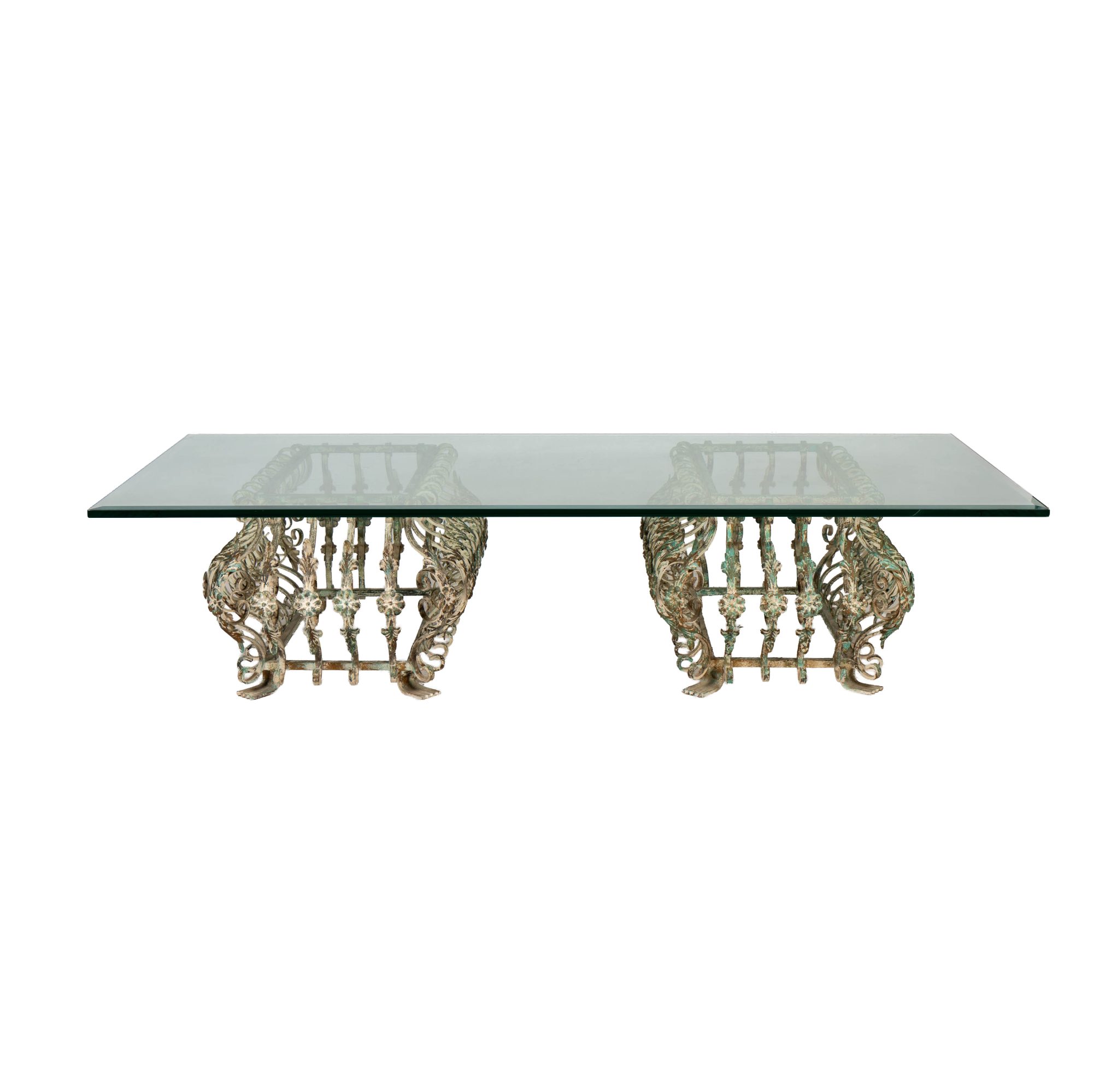 Iron and Glass Top Coffee Table
