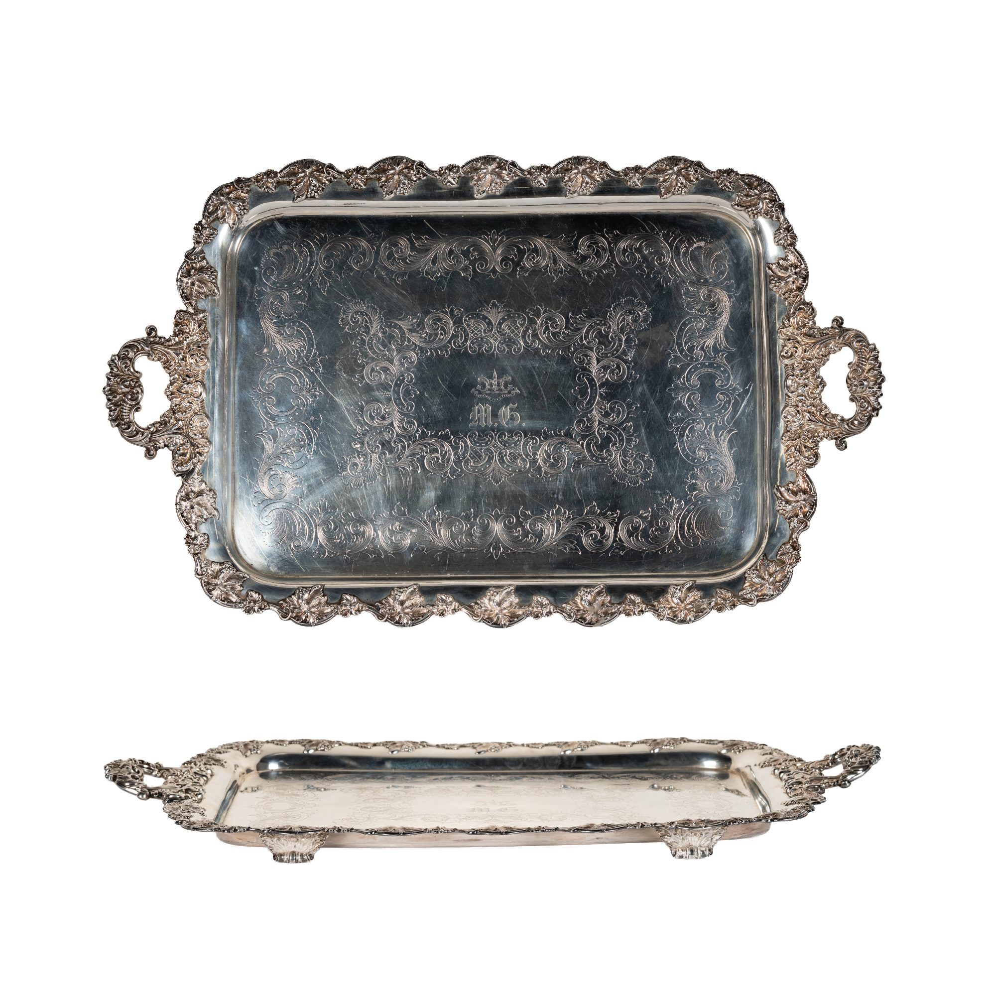 An English Sterling Silver Two-Handle Tray