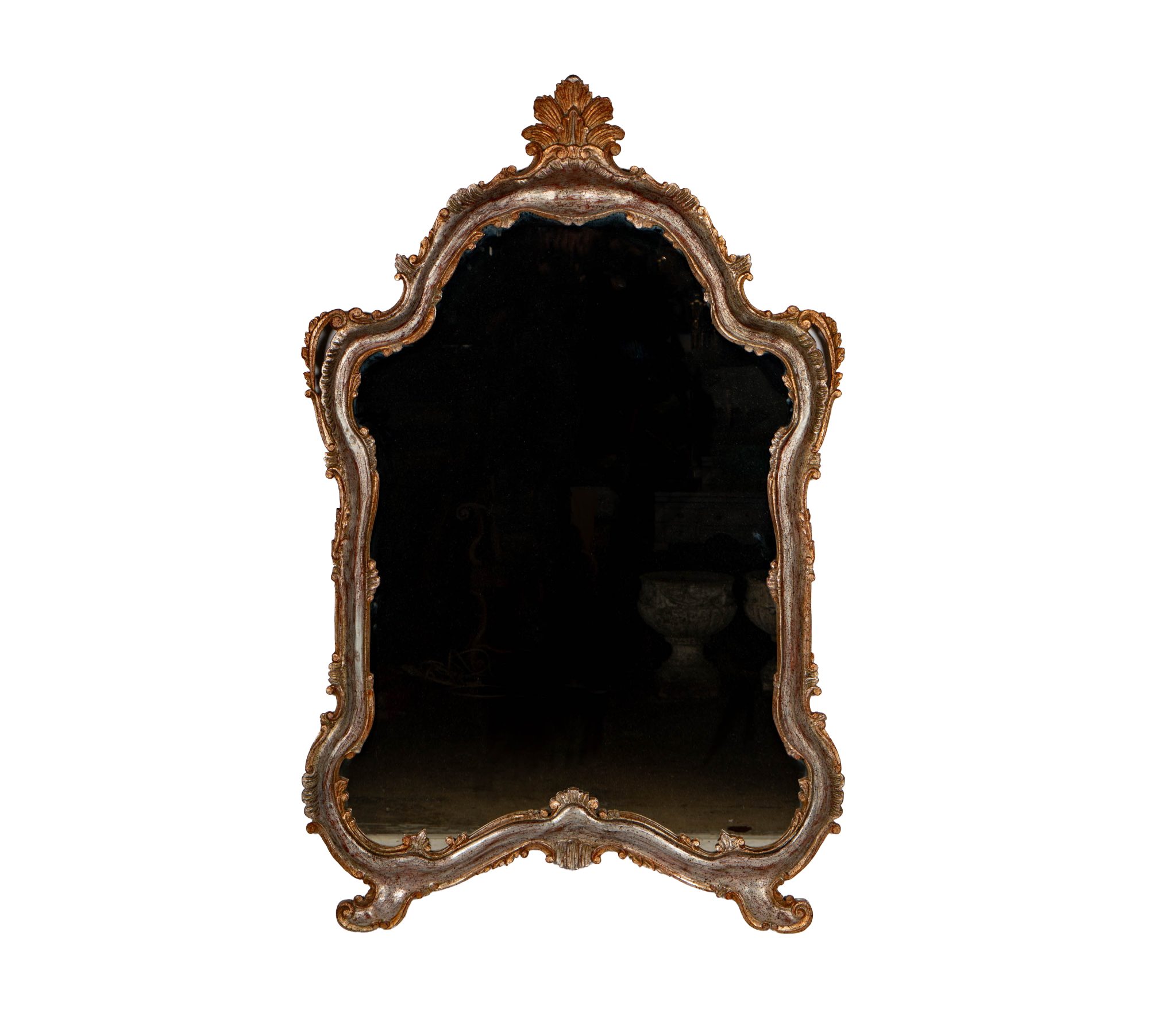 Italian Rococo Silver Leaf Mirror