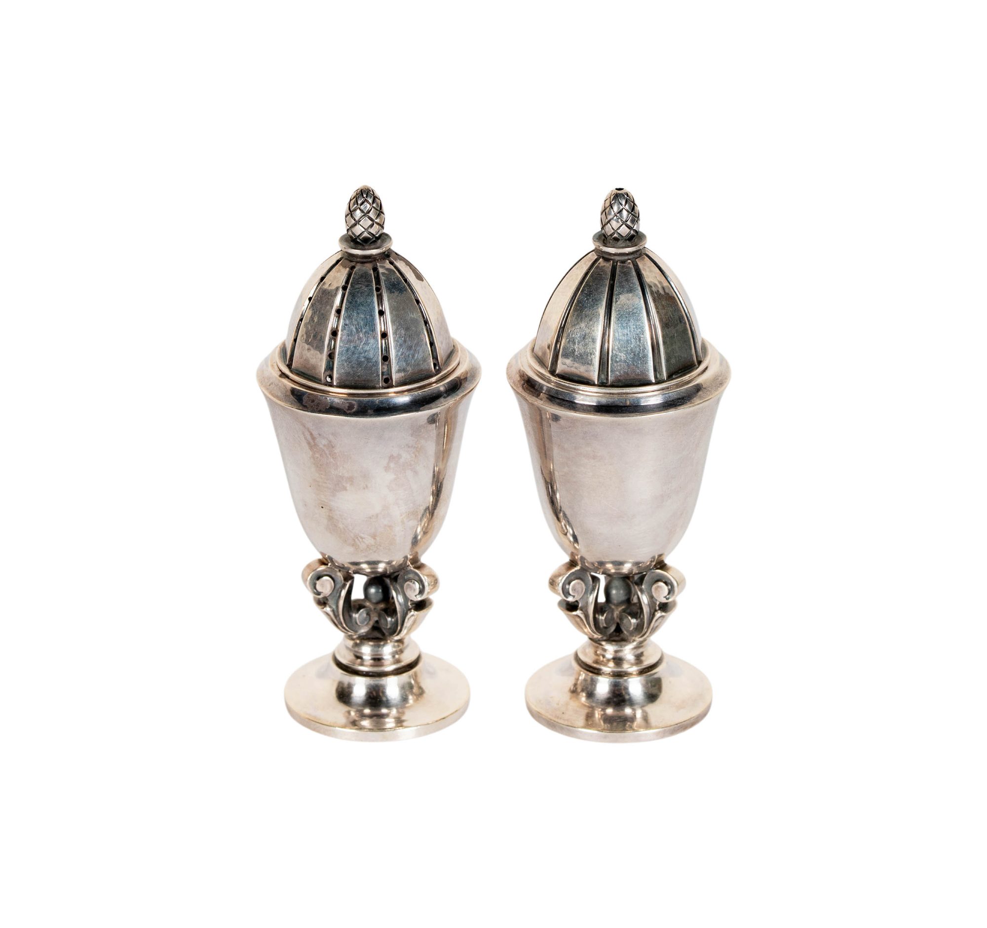 A Pair of Georg Jensen Acorn Salt and Pepper Shakers