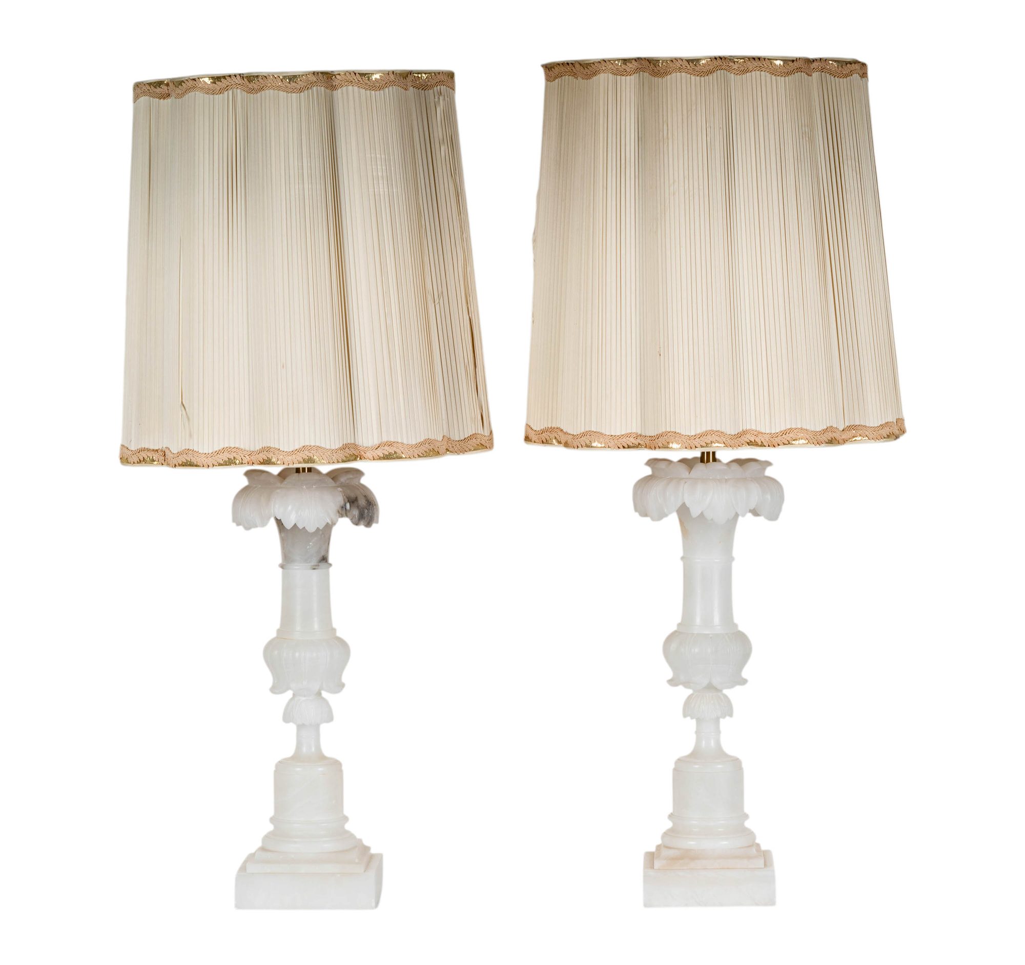 A Pair of Italian Alabaster Table Lamps