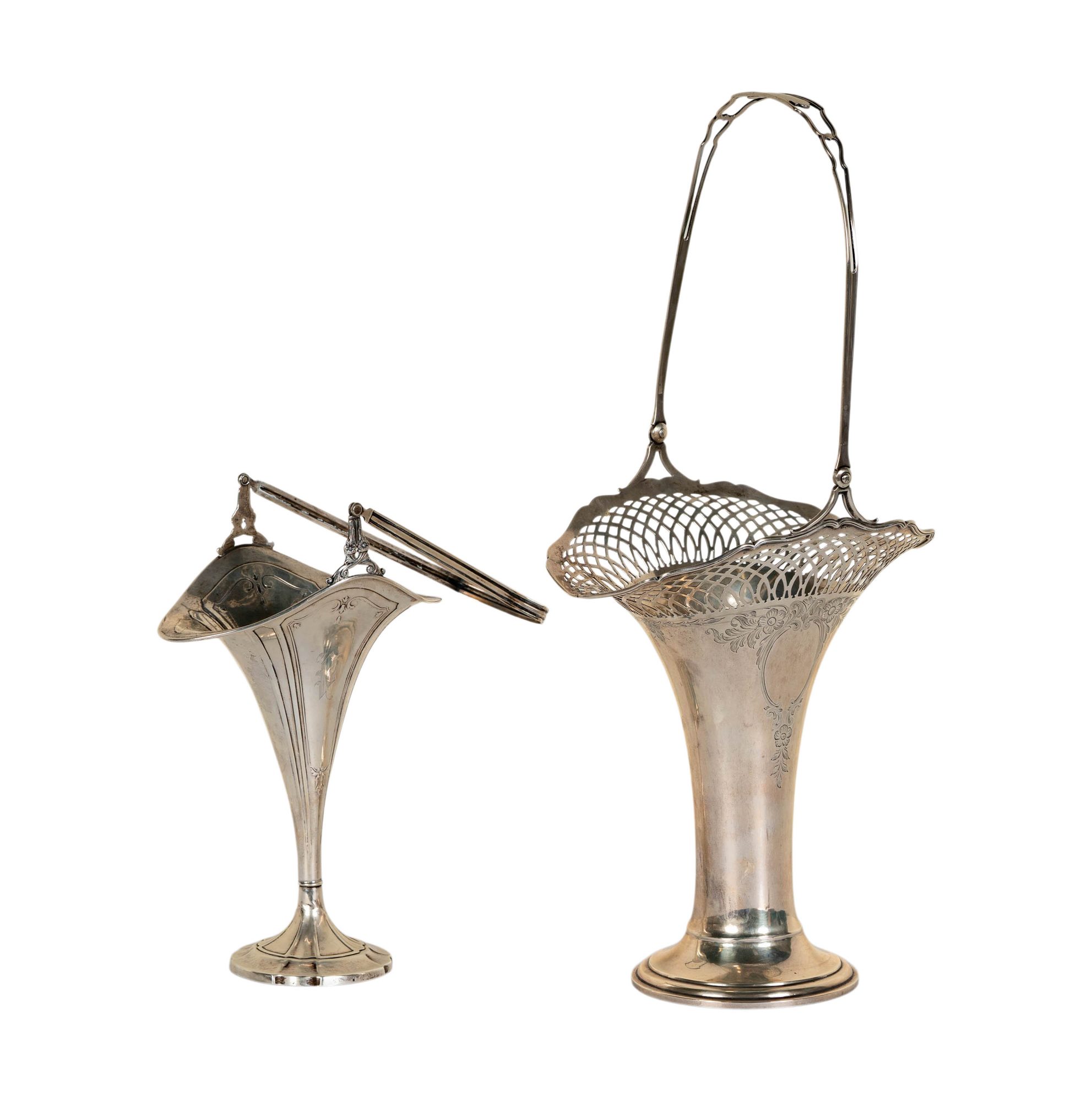 Two Sterling Silver Bridal Baskets