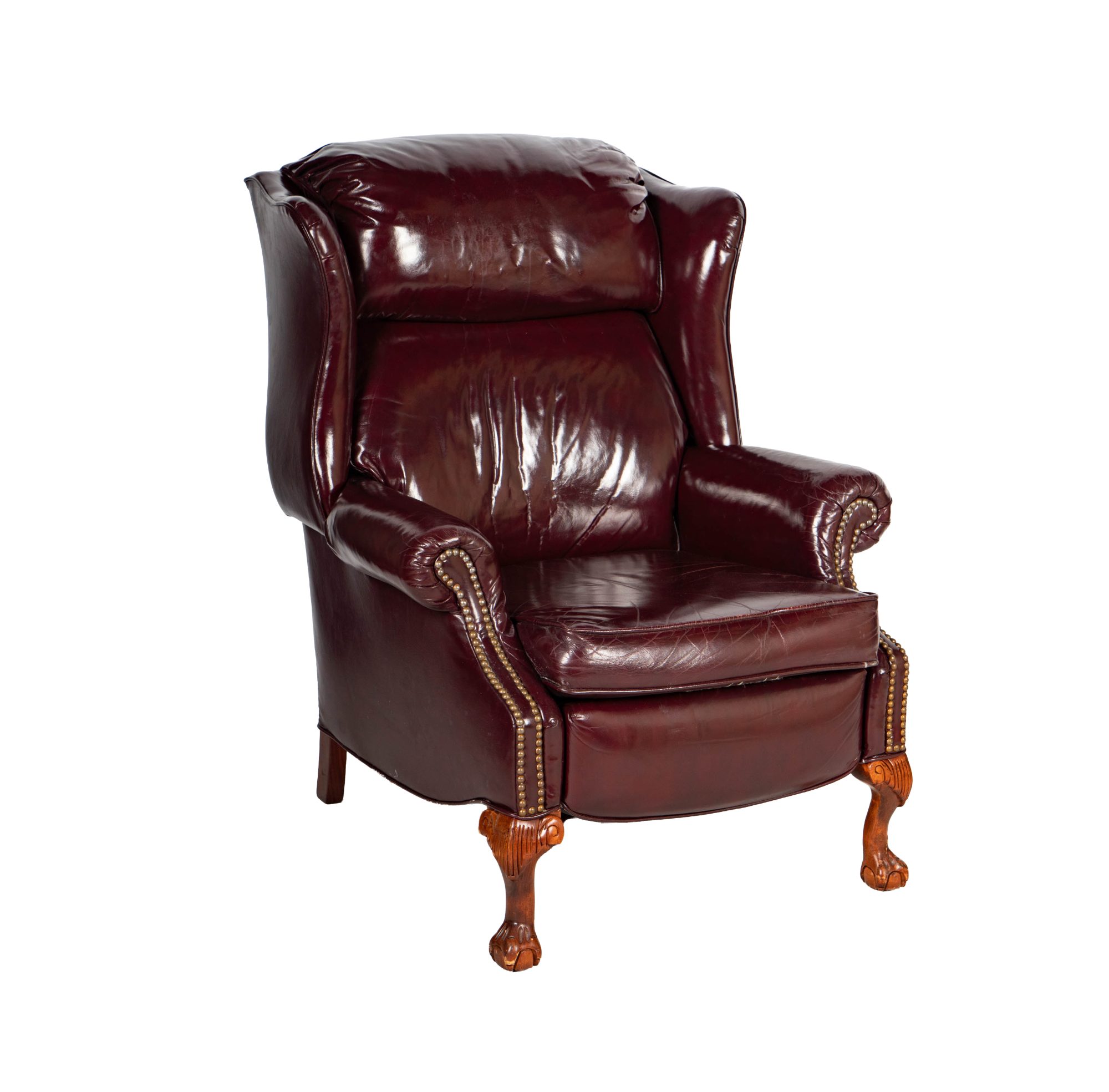 Vintage Reclining Leather Wing Chair