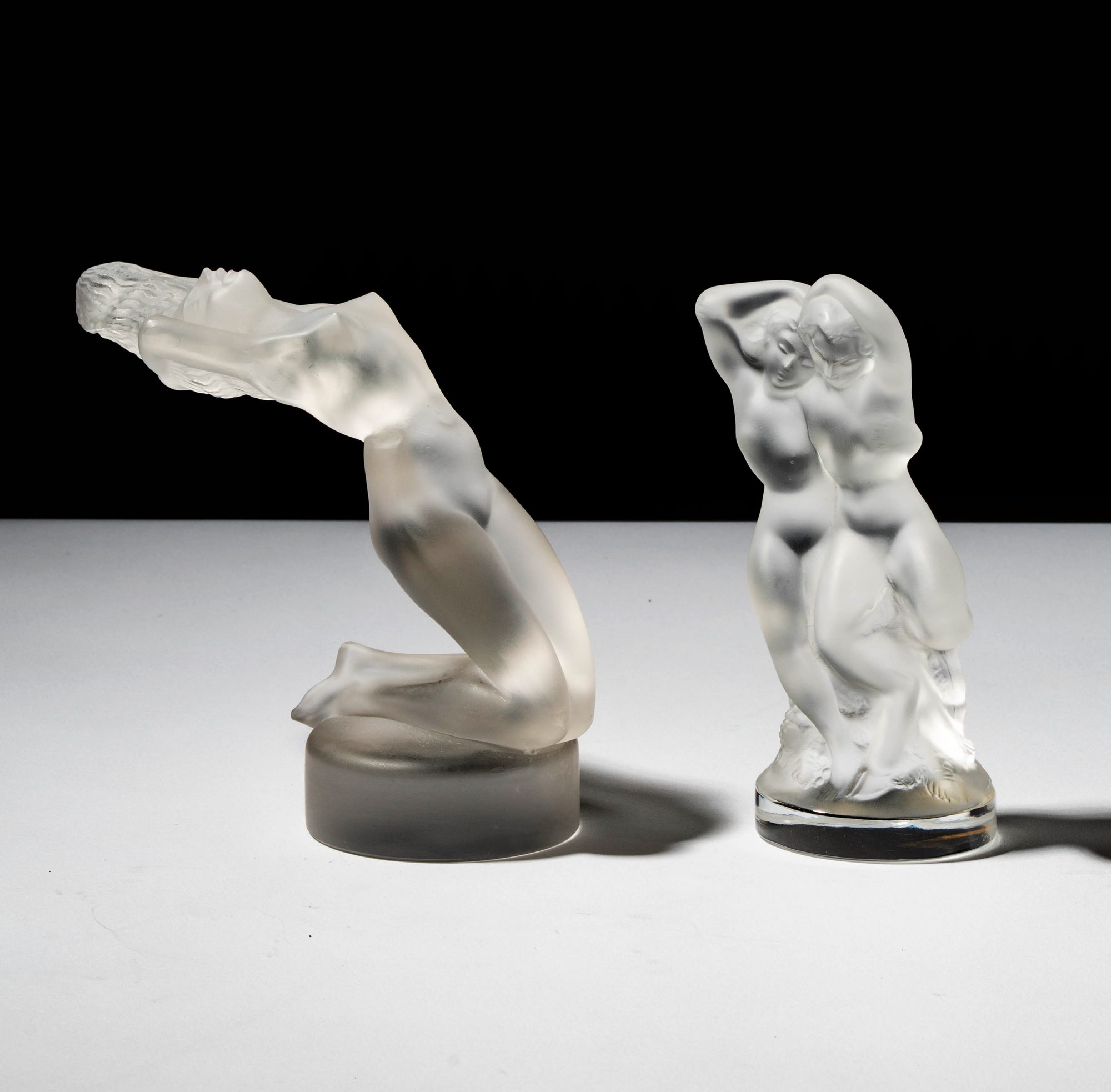 Two Lalique Nude Figural Groups