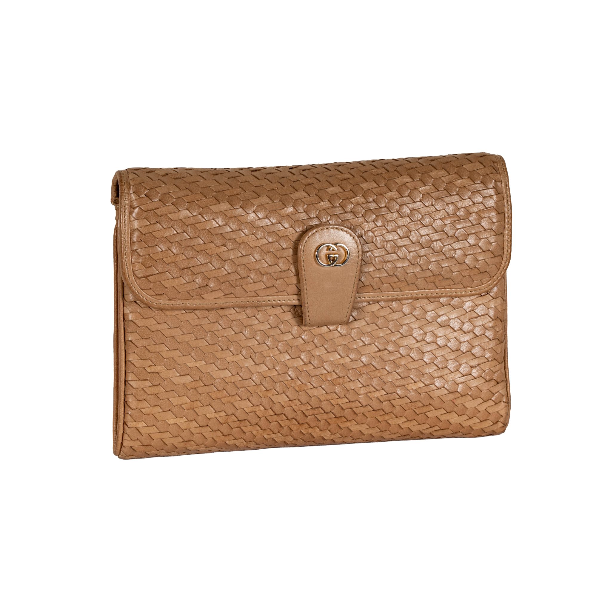 Vintage Gucci Woven Tan Leather Bag