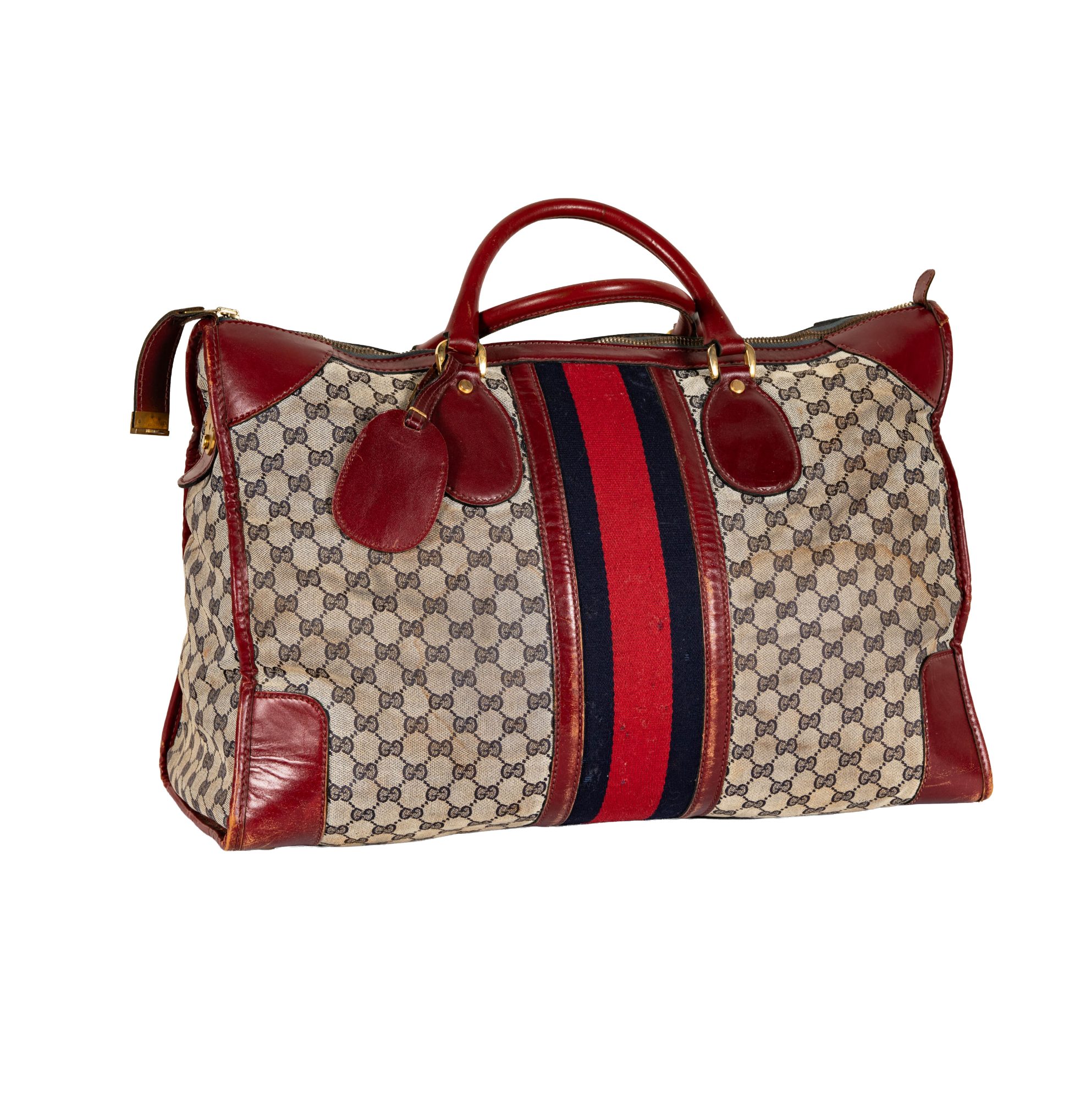 Vintage Gucci 'Supreme' Red Leather Duffle Bag