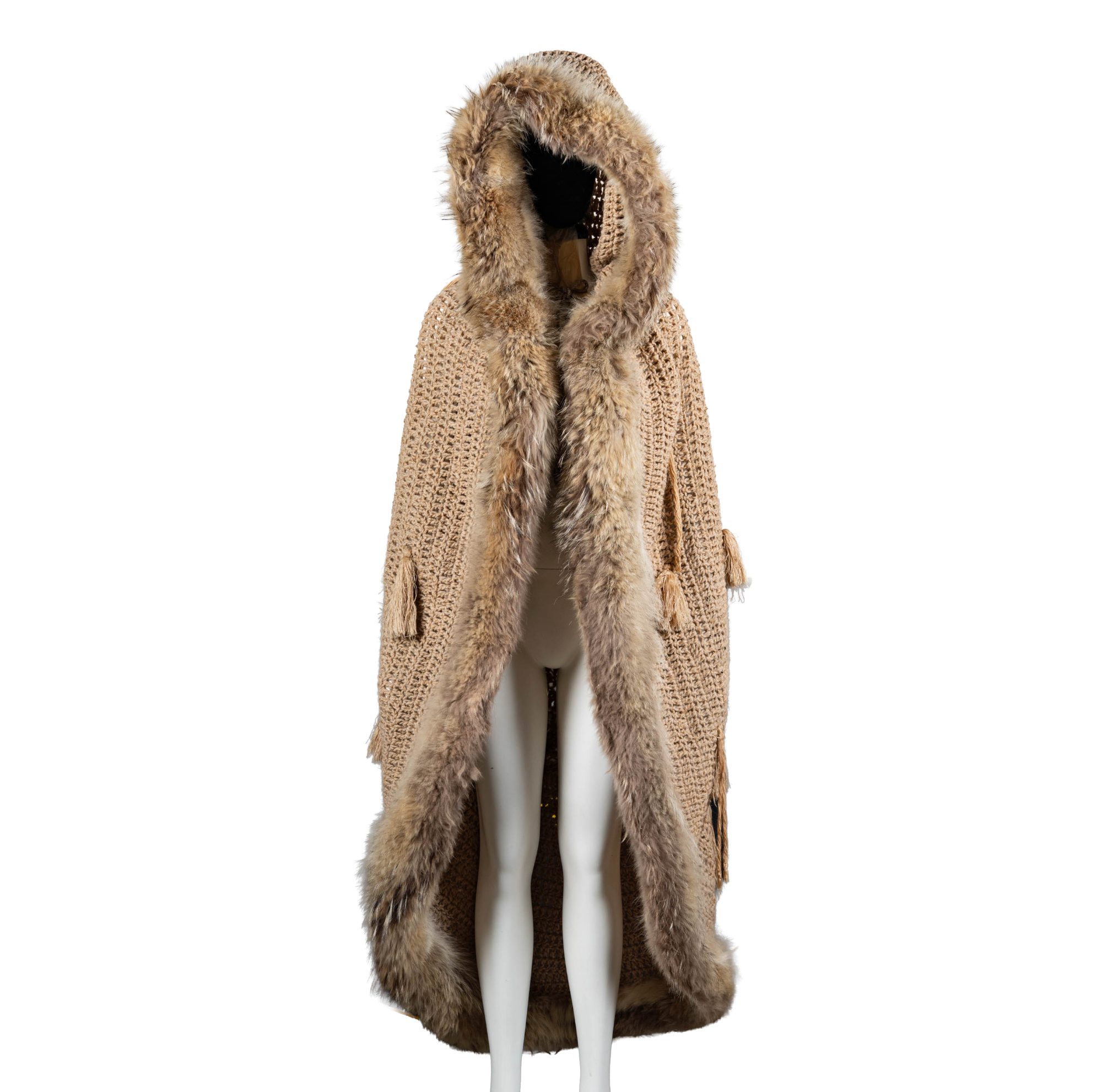 Brown Fur and Knit Capelet