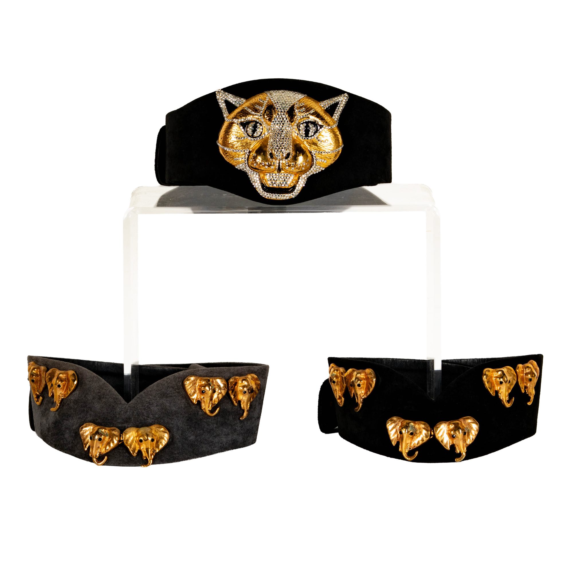 Three Henryk Bijoux Suede and Leather Belts