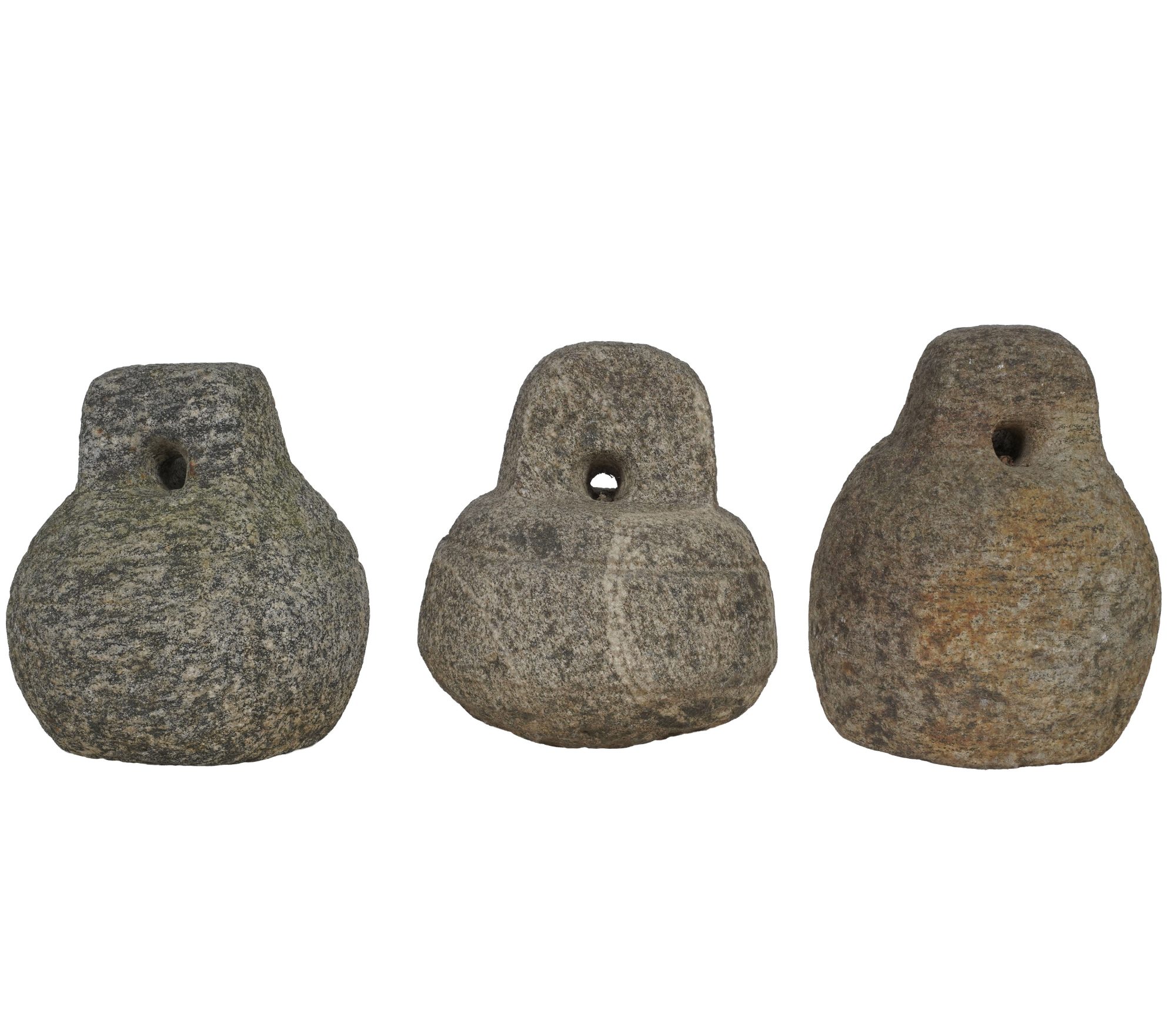 Three Indian Carved Stone Fishing Weights