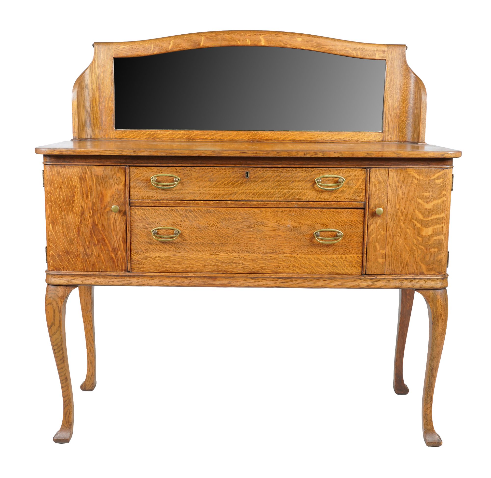 Arts and Crafts Oak Mirrored Back Server