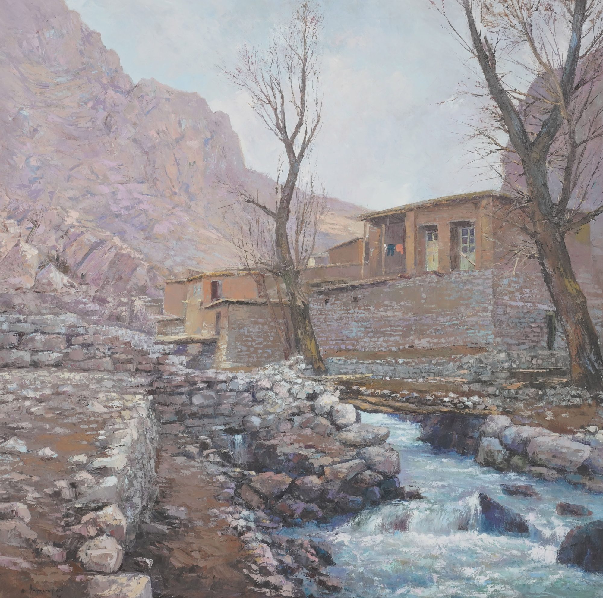 A. Hayrapetien, Village River Scene