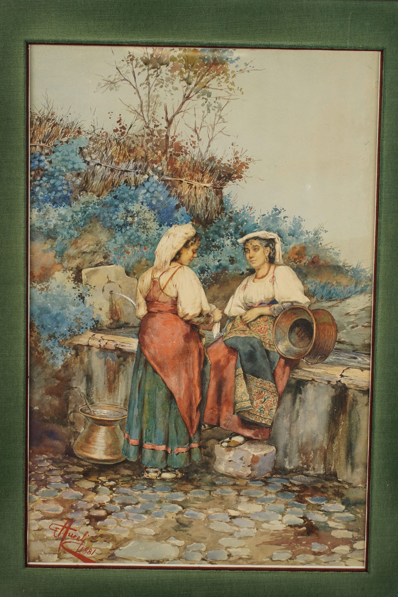 Giuseppe Aureli, Italian, 1858 - 1929: Two Maidens at a Fountain