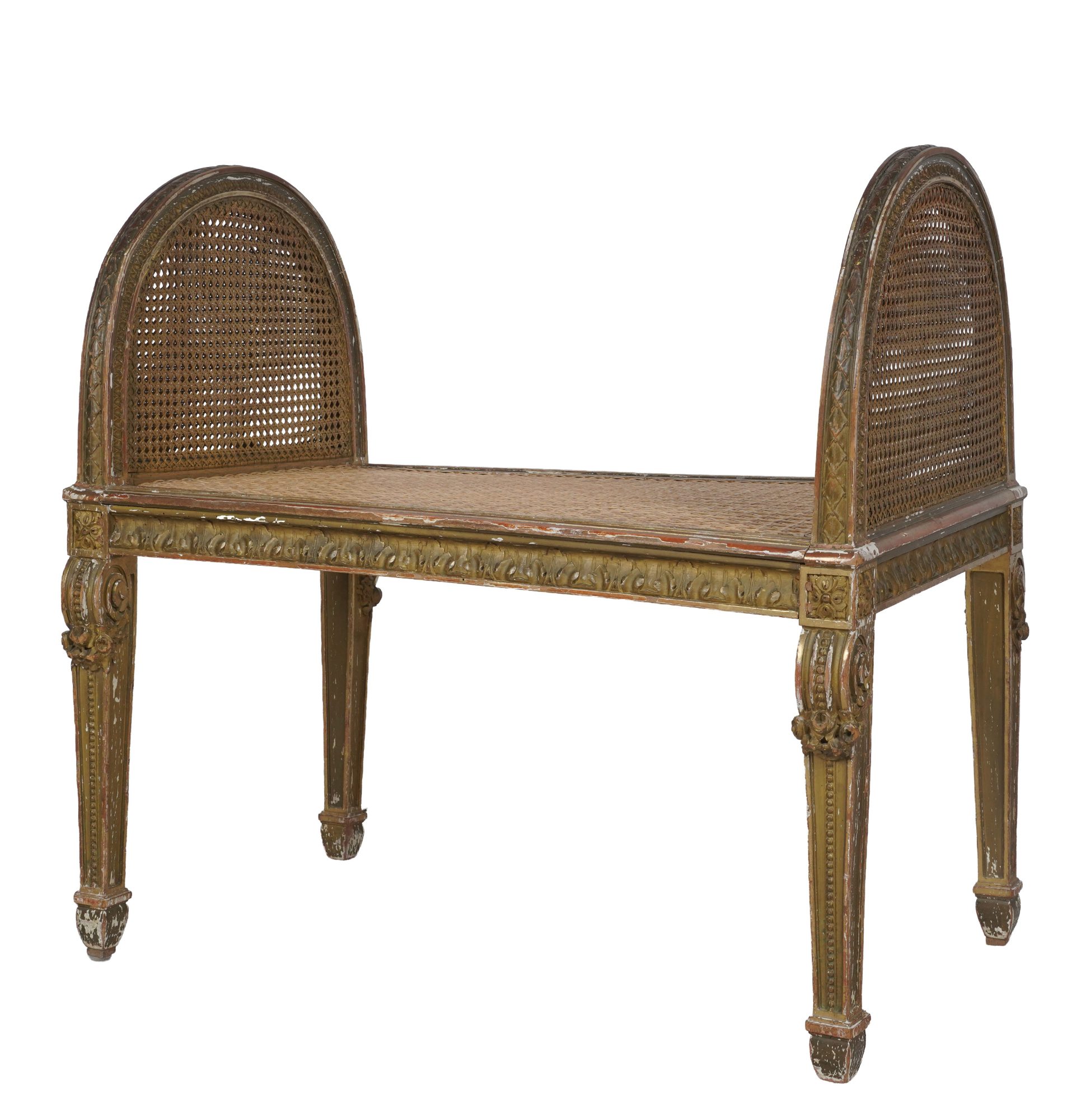 French Antique Cane Bench