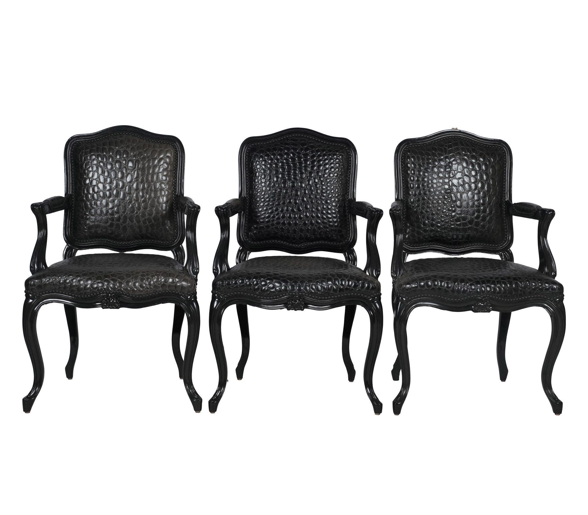 A Set of Three Faux Crocodile Fauteuils