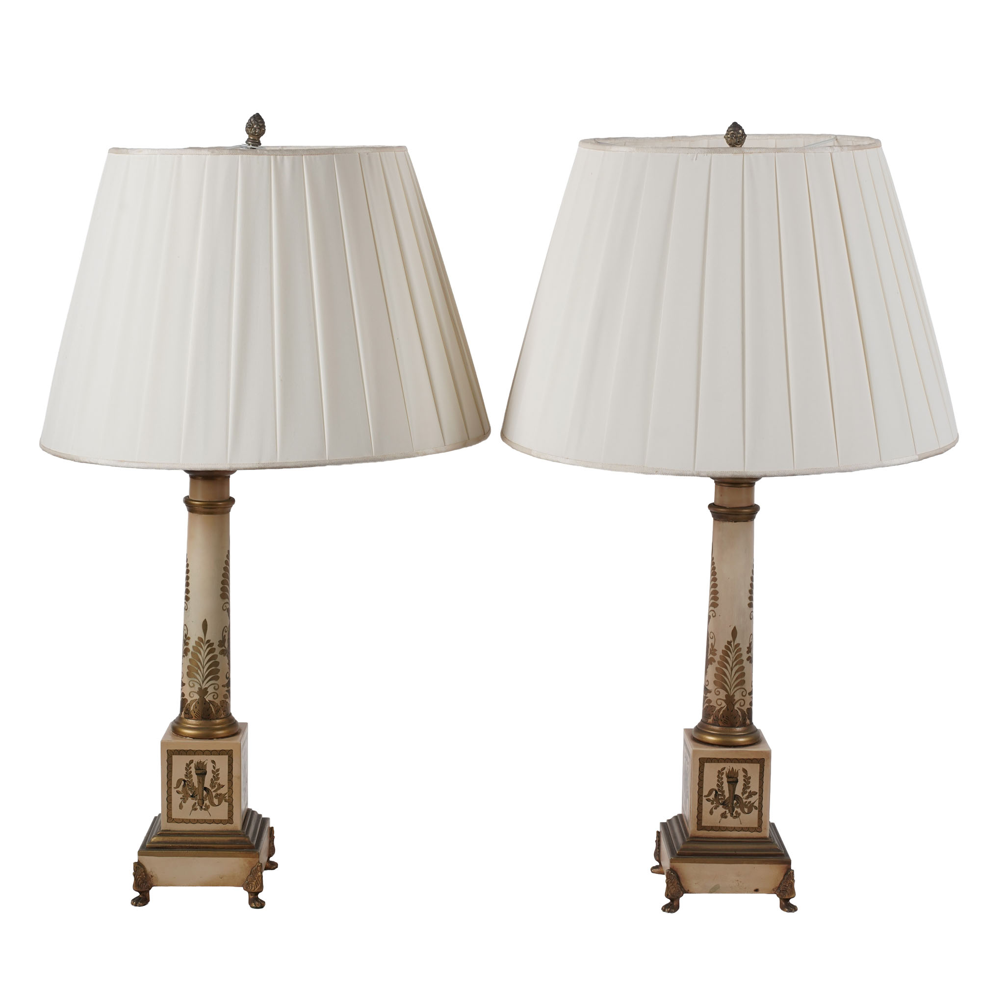 Pair of  Painted Tole Table Lamps