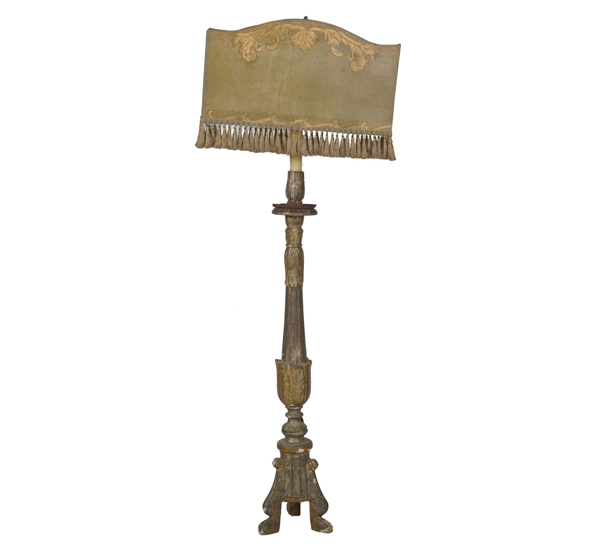 Italian Painted Gold Altar Stick Floor Lamp