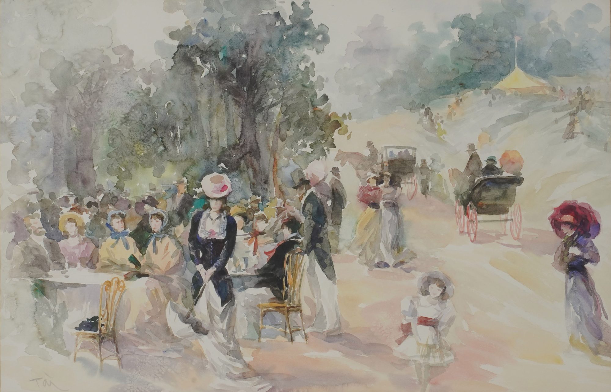 Cafe Street Scene Watercolor