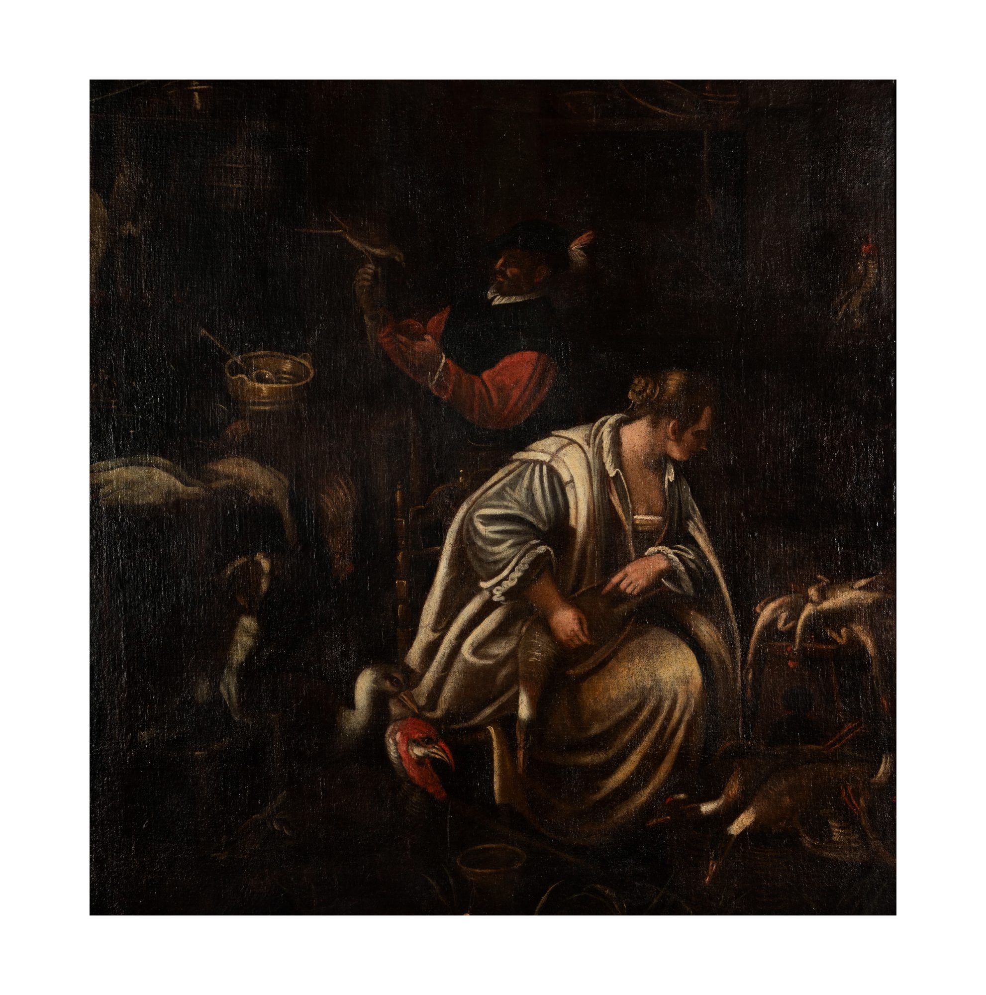 Italian School: Interior Scene with Figures and Animals