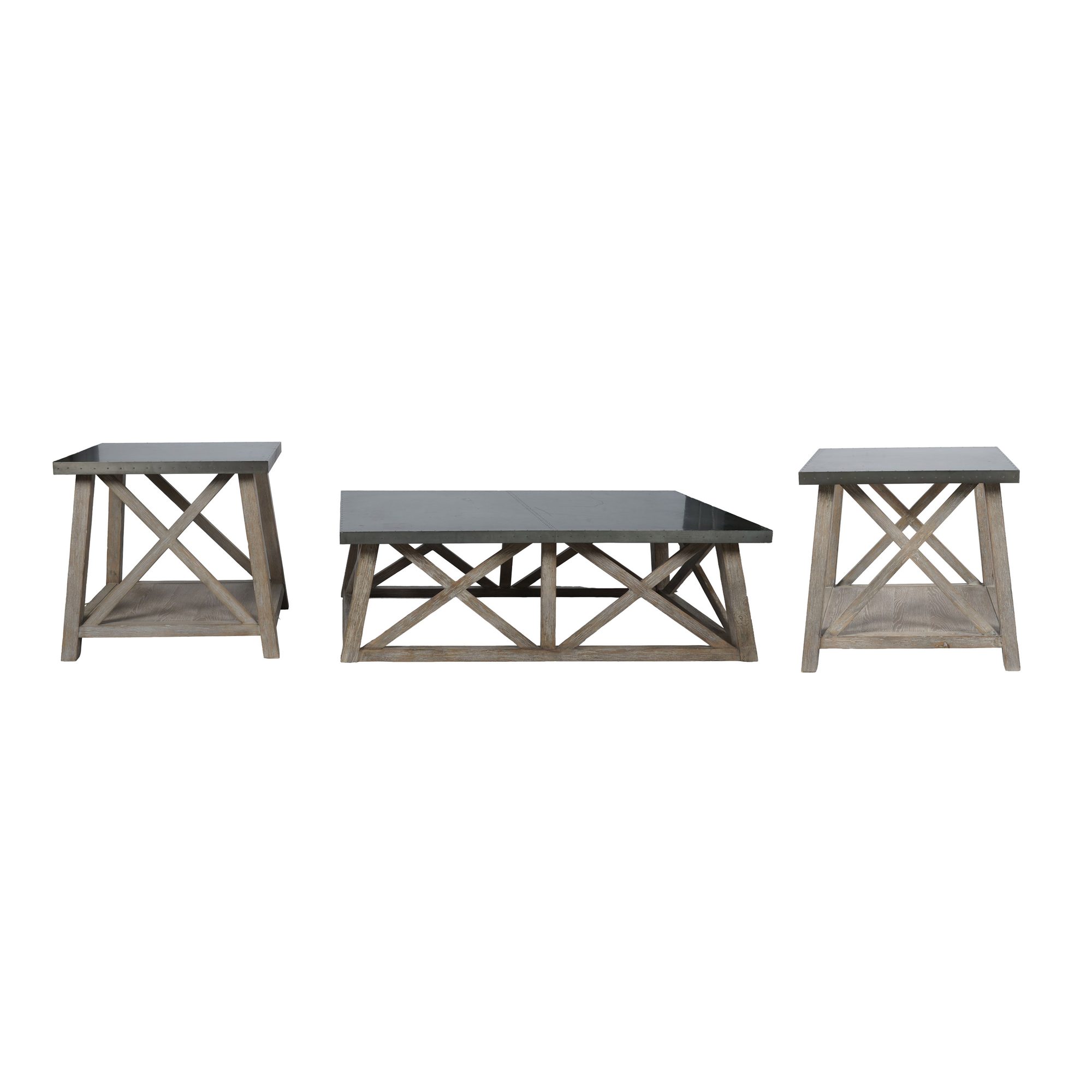 Ethan Allen Metal and Wood Living Room Suite