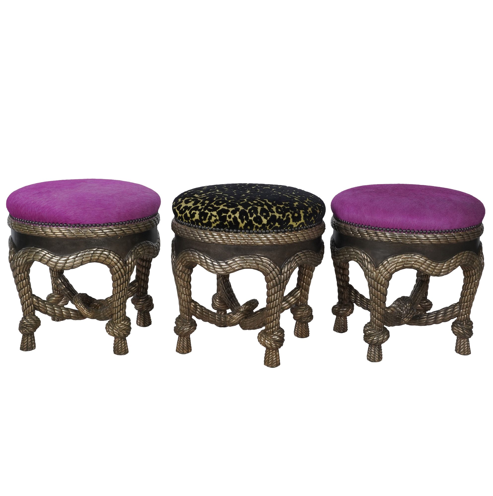 Three Faux Rope Stools