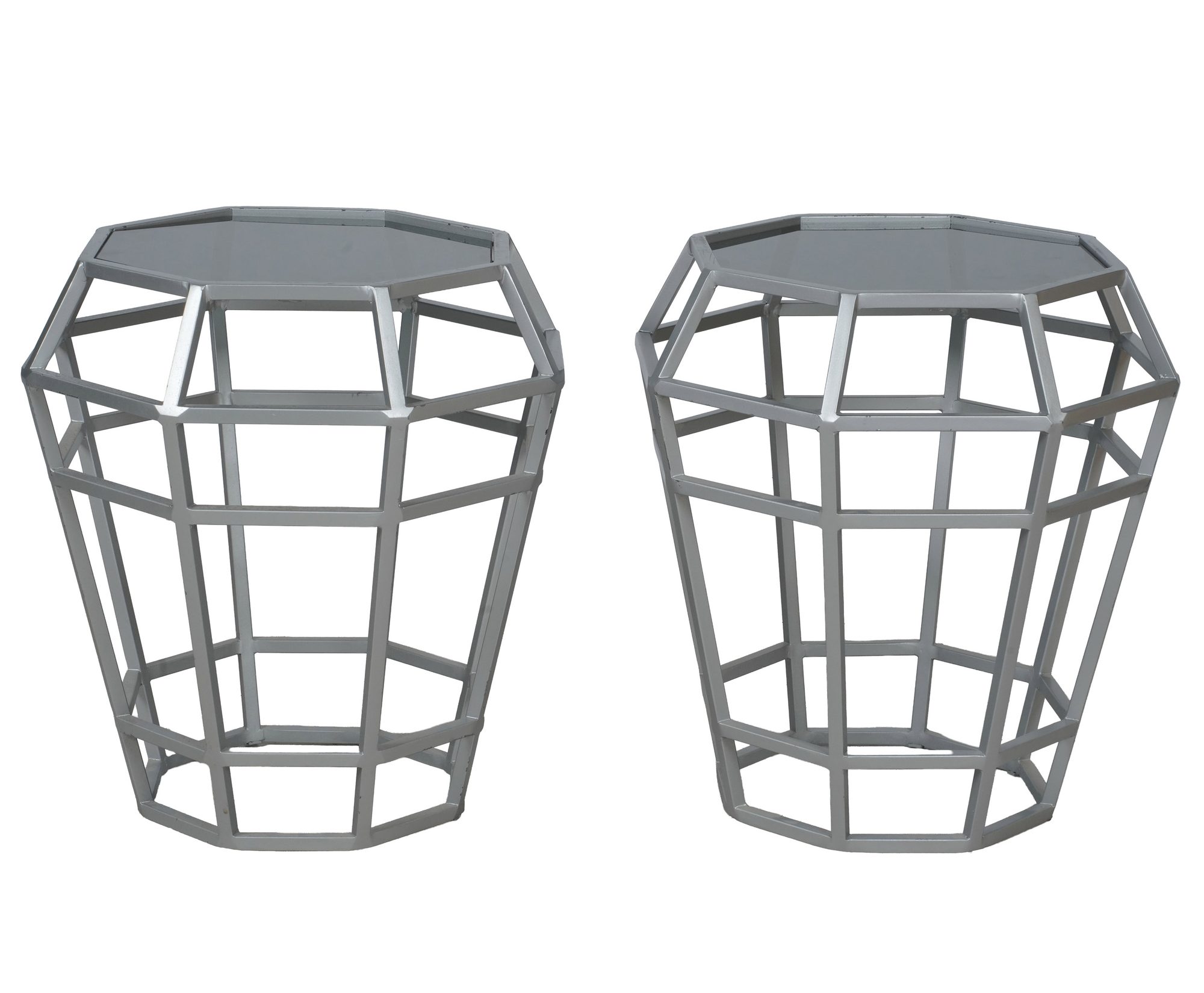 A Pair of Metal End Tables