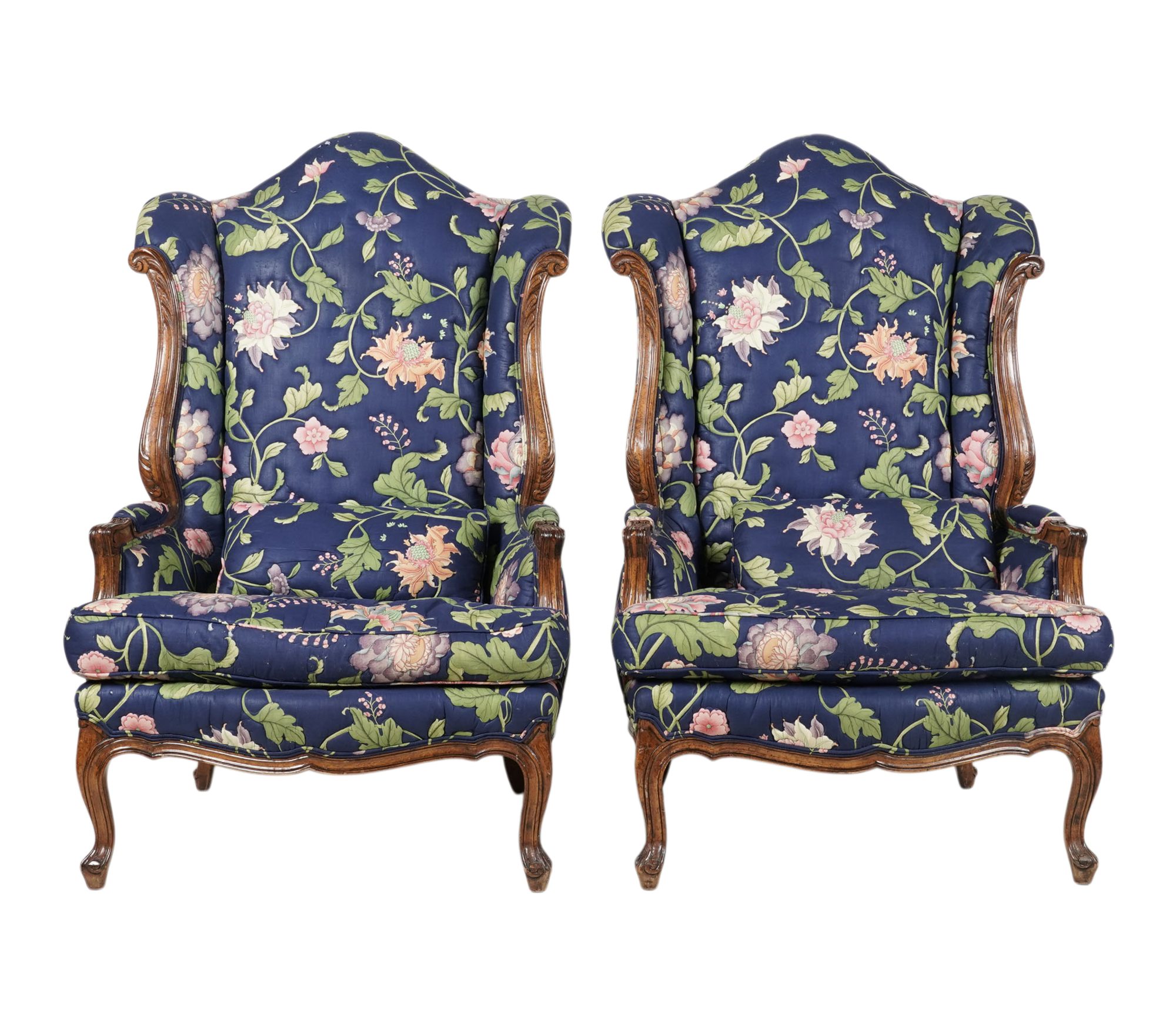 Pair of Provincial Style Wing Back Chairs