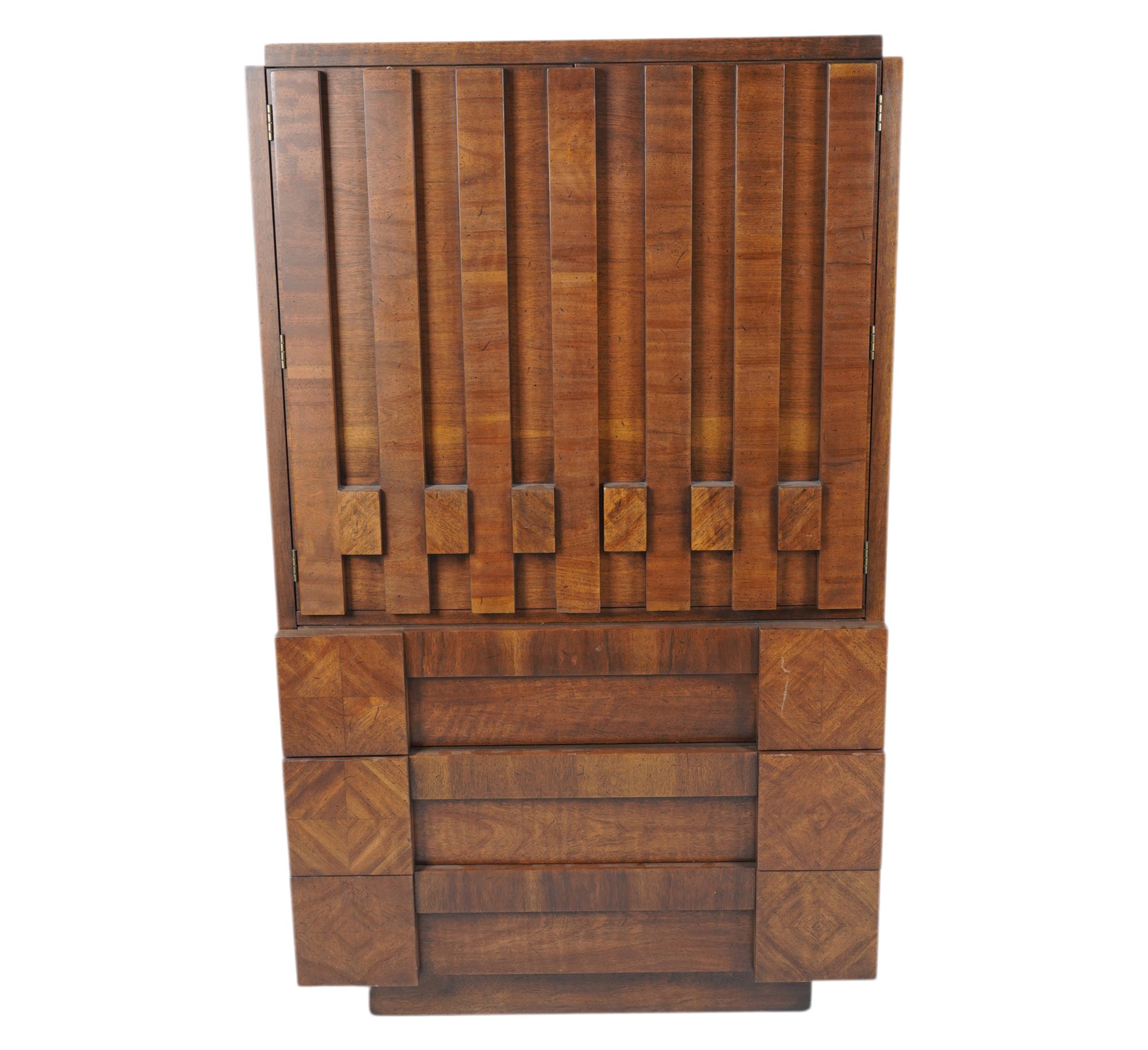 Brustalist-Style Wood Cabinet