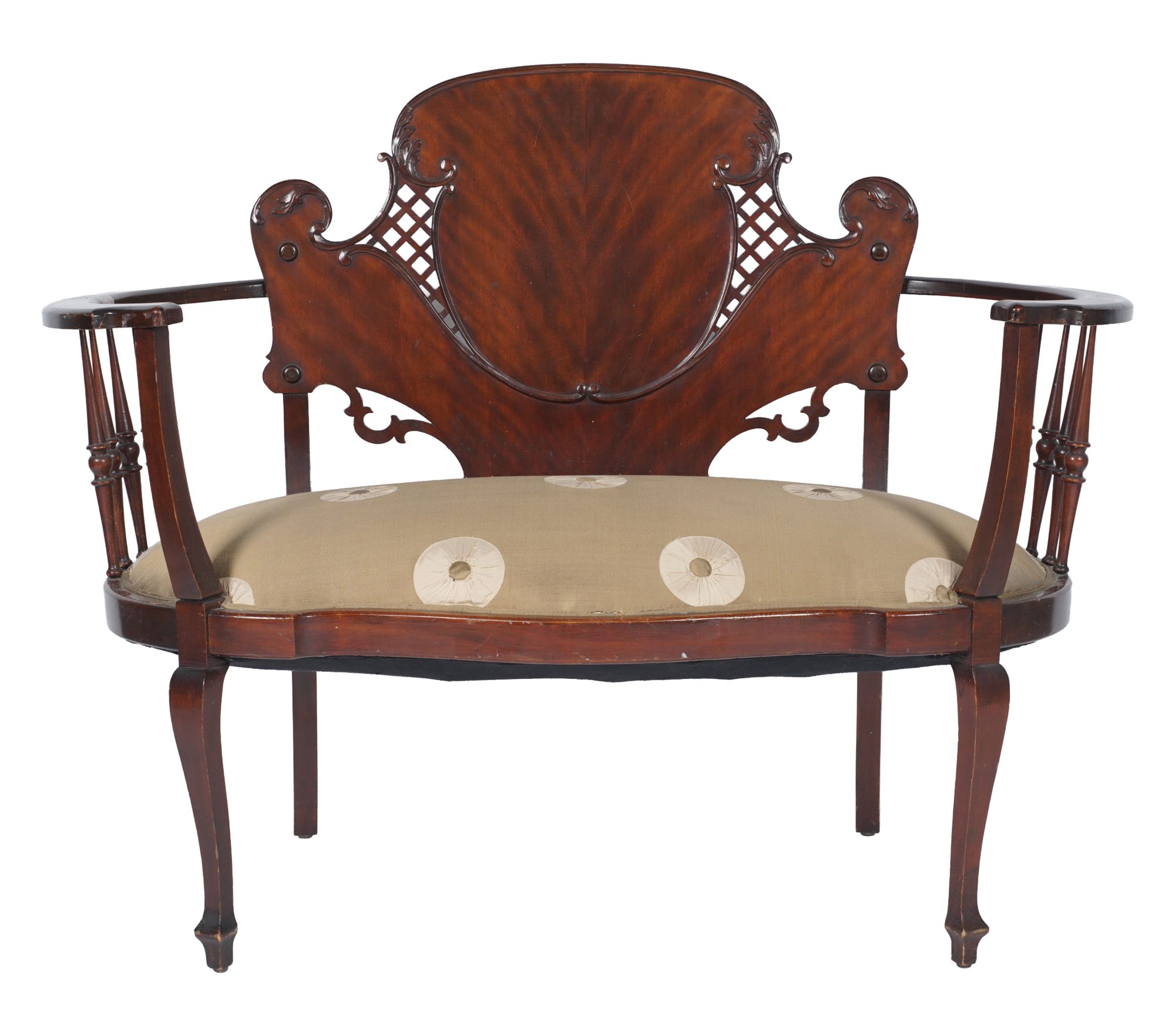 An Edwardian Style Small Mahogany Settee