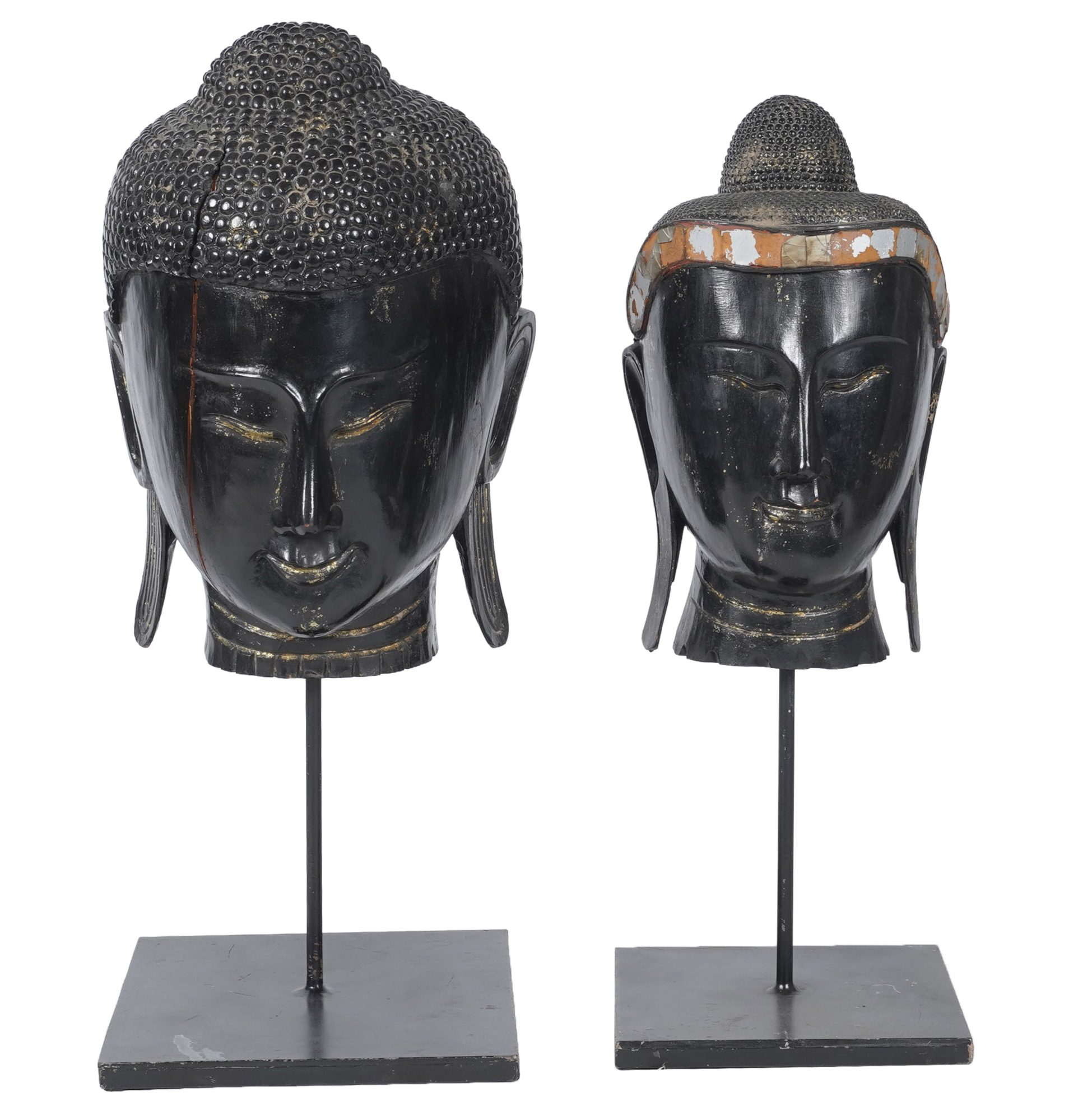 Two Large Heads of Buddha