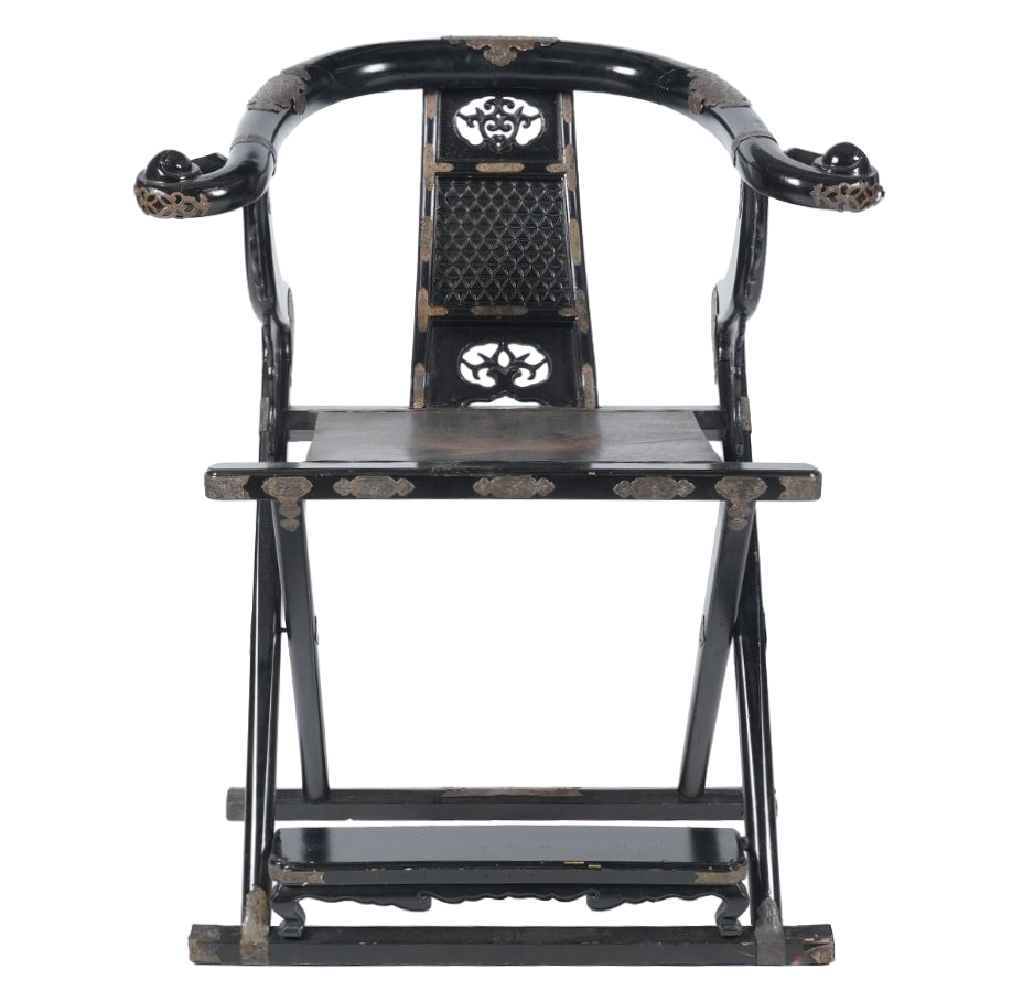 Chinese Ebonized Horseshoe Back Armchair