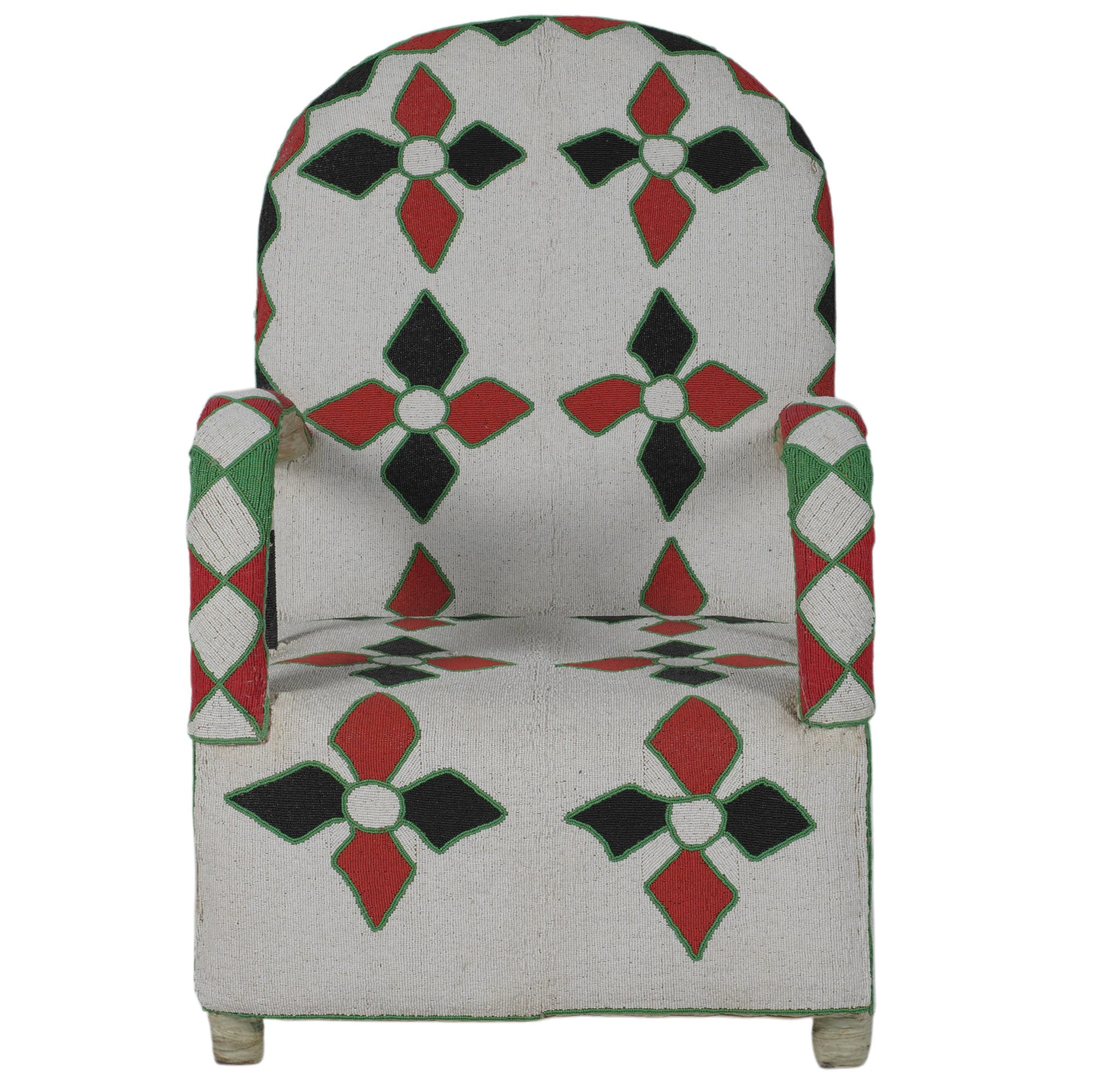 African Yoruba Beaded Armchair