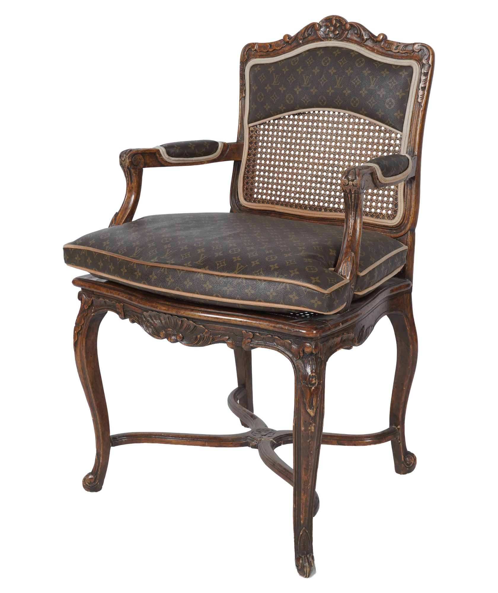 A Louis Vuitton Style French Arm Chair