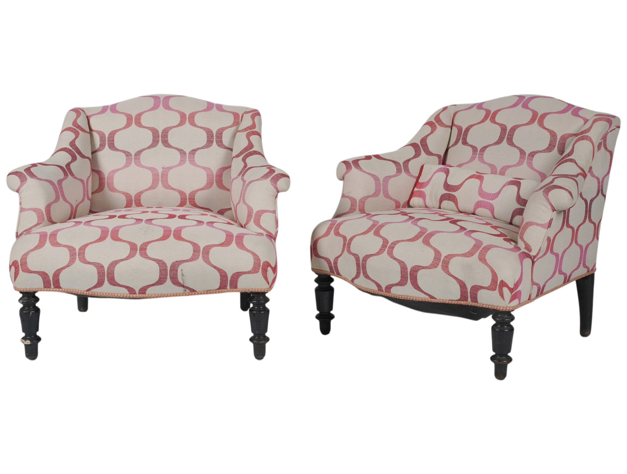 Pair of Upholstered Low Armchairs